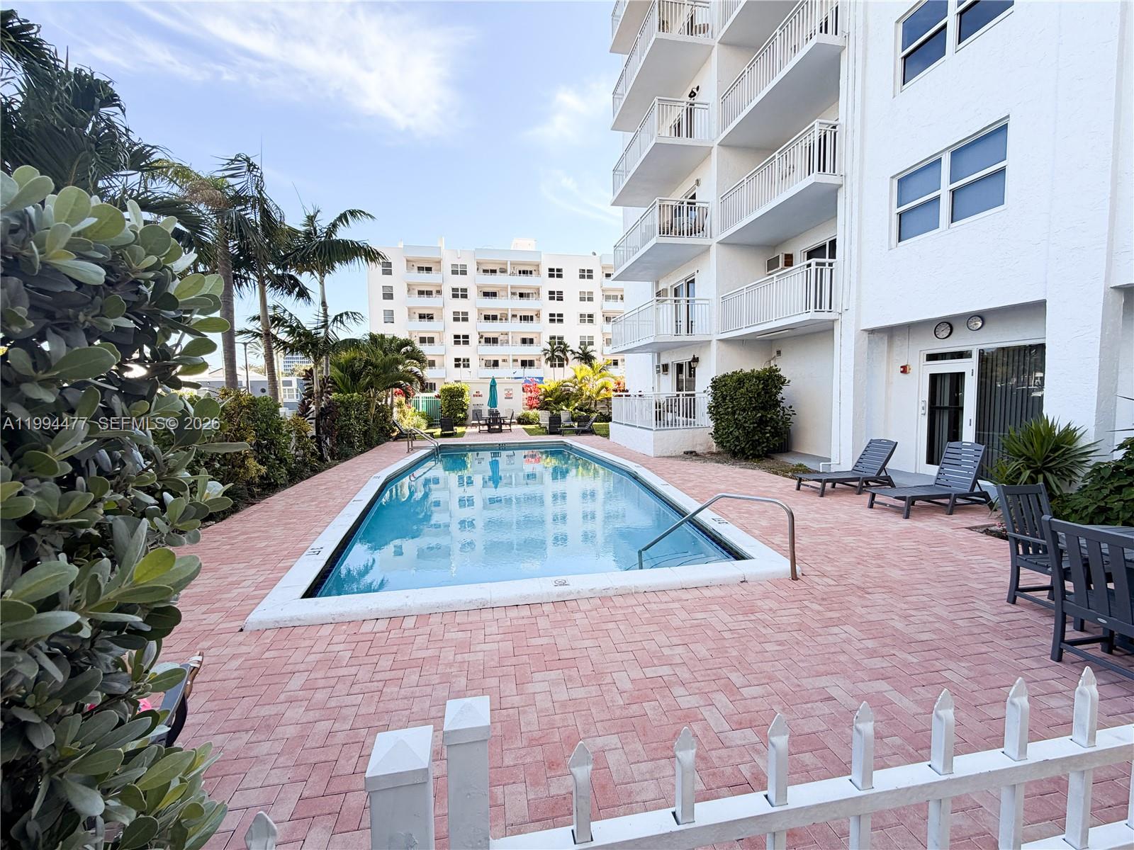 Great opportunity just one block from the ocean in Fort Lauderdale Beach! Functional unit with a comfortable layout, partially furnished with a set-up bedroom for added convenience. Ideal for enjoying the beach lifestyle or personalizing to your taste. Easy to show. Schedule via ShowingTime. At the building entrance, use the directory screen and select “Management Office” to be granted remote access. Unit has a numeric keypad.