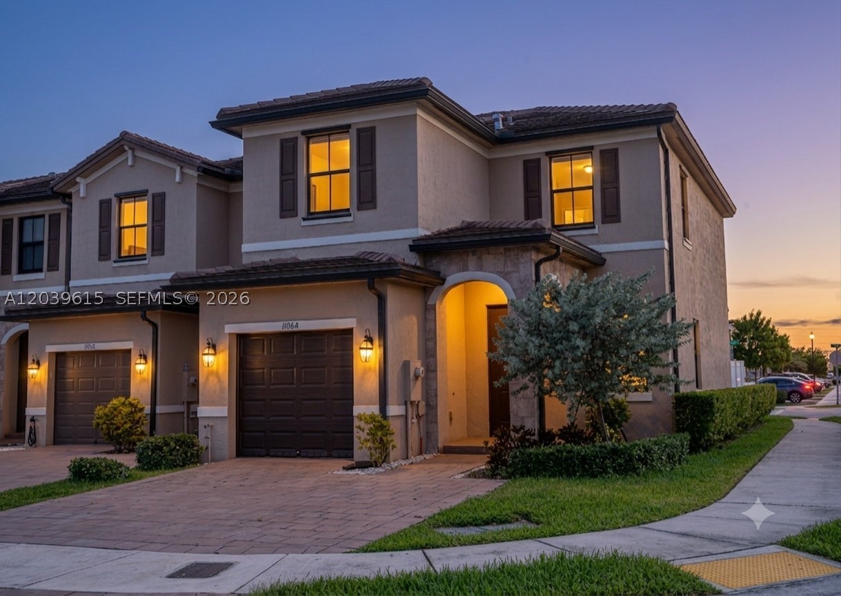 Highly desirable corner unit in the highly desirable community of AQUABELLA. Besides not having a neighbor to one side, this is also one of a few with No back neighbor for added privacy. This well -maintained unit features a flowing open concept from the front to the back, featuring a modern kitchen with quartz counters, stainless steel appliances, including a new stove and microwave plus light colored cabinets for a brighter look-featuring a stool height snack counter. Downstairs, you also have a half-bath for visitors/company, plus double doors leading to the fenced back yard. Upstairs you have 3 bedrooms including the large master with spacious walk-in closet plus 2 more bedrooms and a conveniently located 2nd floor laundry. Other features include a 1-CAR GARAGE w new garage opener motor and additional space for 2 more cars.
Aquabella is a full amenity resort-style community that includes 24-hour guard-gated entrance, pools, kids play area and splash pool, 2 club houses, walking paths, state-of-the-art fitness center. The community also hosts monthly events/activities for residents for a complete lifestyle enviroment. There is easy access from major expressways and it is conveniently located close to all types of shopping.