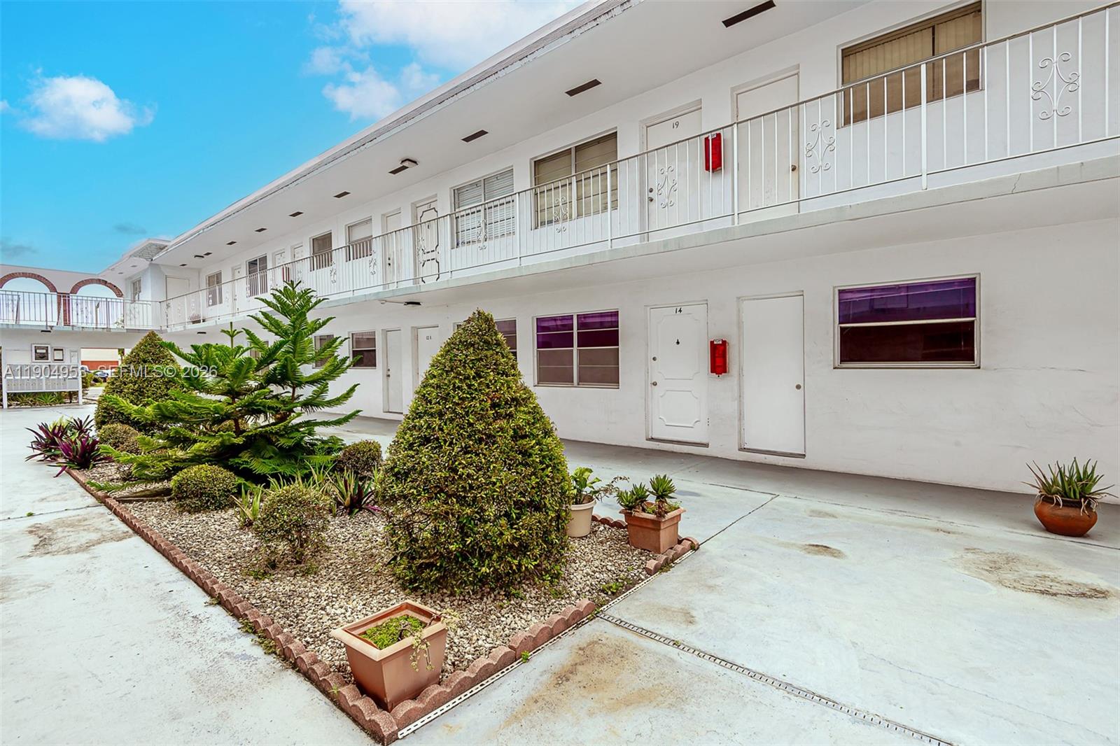 Boutique building with 20 units. Upgraded kitchen features new refrigerator w/ pantry. Spacious bedroom w walk in closet. A/C replaced in 2023, new water heater 4/2026. Perfect for investors as rented for $1400. Association states NO PETS. Laundry on site, 1 parking spot assigned. Water, insurance, monthly pest control, landscaping included in low monthly fee. Passed 50 yr inspection in 2022, roof replaced in 2016, parking lot resurfaced 2/2026.  No assessments. Located close to I95, Joe Dimaggio Hospital, Hollywood Beach, Art Park, Tri Rail, public transportation.