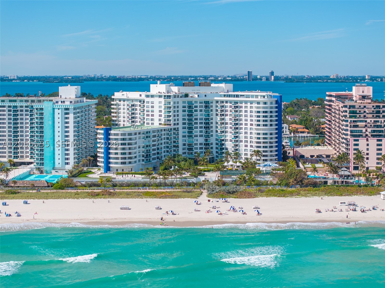 Fully renovated and beautifully furnished luxury condo at Seacoast 5151, located on prestigious Millionaires Row! Featuring 2 bedrooms, 2 bathrooms, coveted in-unit laundry, modern interiors, and a spacious balcony with stunning views of Downtown Miami, Biscayne Bay, and the golf course. Seacoast 5151 boasts resort-style amenities: beach service, a fitness center, party room, mini-mart, hair salon, 24-hour valet, dog walk zone, and a Tiki bar & restaurant! Living here offers easy access to Miami's premier attractions, including Bal Harbour Shops, Lincoln Road, South of Fifth, the Design District, and Brickell. Enjoy morning walks on the beach, incredible sunsets, and a front-row seat to the 24/7 boat show right from your balcony. Tenant occupied until October 2026. Inquire for additional information and private showings.