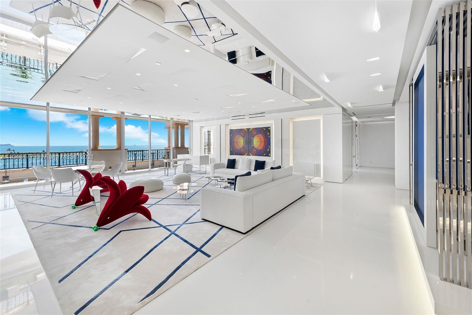 7153 Fisher Island Drive, completed in 2020 turnkey Never lived in full time, in one of only 3 doorman concierge buildings, 7,308 Sq.Ft. 2nd largest unit at PDM, Truely Expansive 5-bedroom - 5½ bathrooms Media/den theater, children’s play room,home office,with 4 machine laundry with cabinets & vanity, waterfront cabana, 2 private large AC storage rooms, a private 2 car AC garage & Space for bikes with storage room in the garage, +2 parking spaces +1 golf car space, elevator up to your unit steps from the private garage. Bespoken one-of-a-kind designs by Augusto Busnelli of STUDIO BUSNELLI, Milan. No expense spared here! Only the highest quality materials from around the world,best craftsmansman worked on this masterpiece, Total 8,395 S.F.
 Interior 7,308 Sq.Ft. BRKR remarks for Commision
