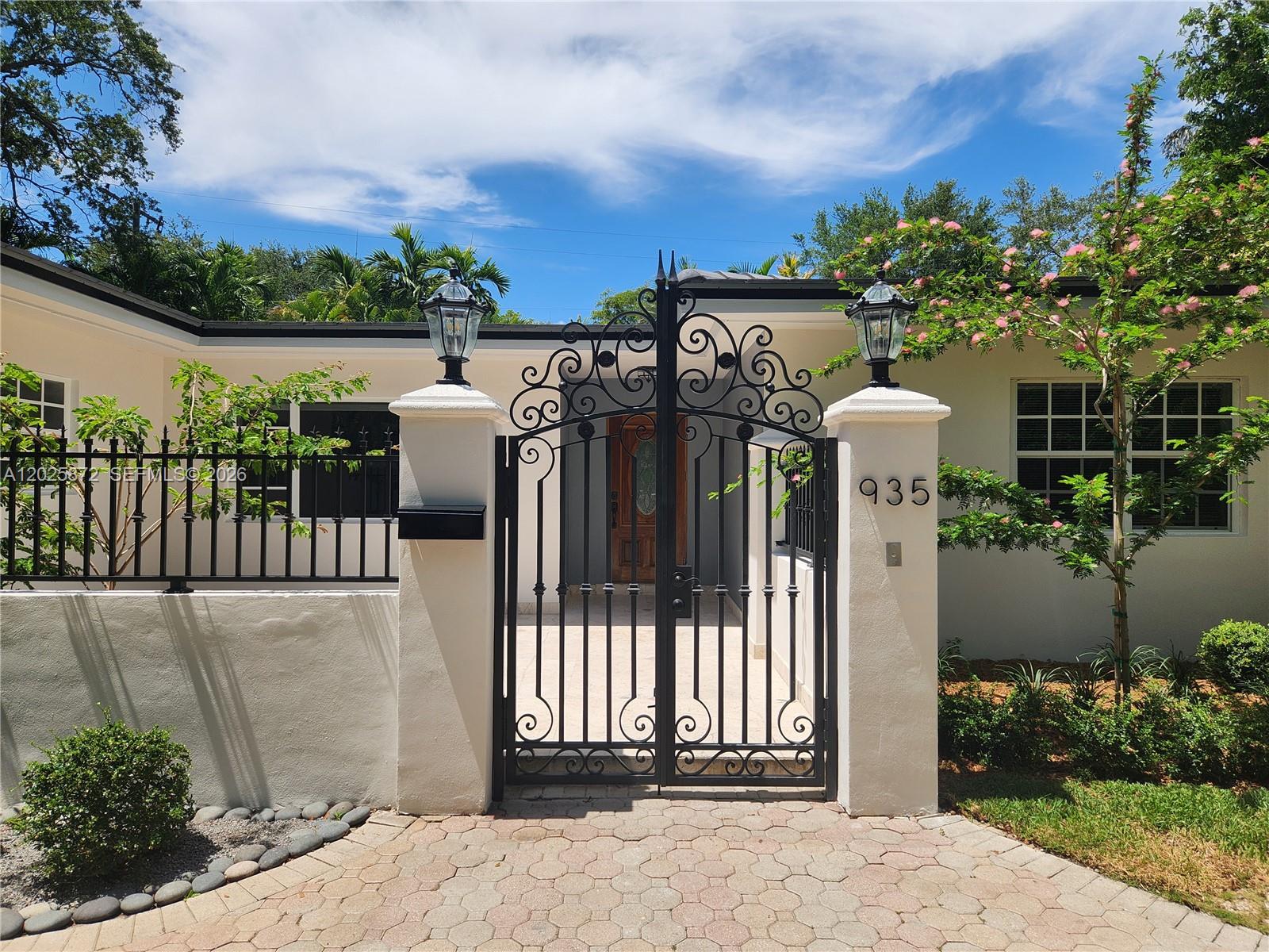 Top South Gables location across the street from the Coral Gables Waterway. Like a brand-new house - just renovated with new roof, new kitchen, new primary bath, new air conditioning, new patio deck, new landscaping, new ceilings, new wall, doors and more! A charming courtyard entry leads to the formal foyer. Large living room and huge family room overlook the pool area. Primary suite with new baths and 2 huge walk-in closets. Nanny or in-law bedroom and bath off the 2-car garage. Honed marble floors throughout. 2 car garage.