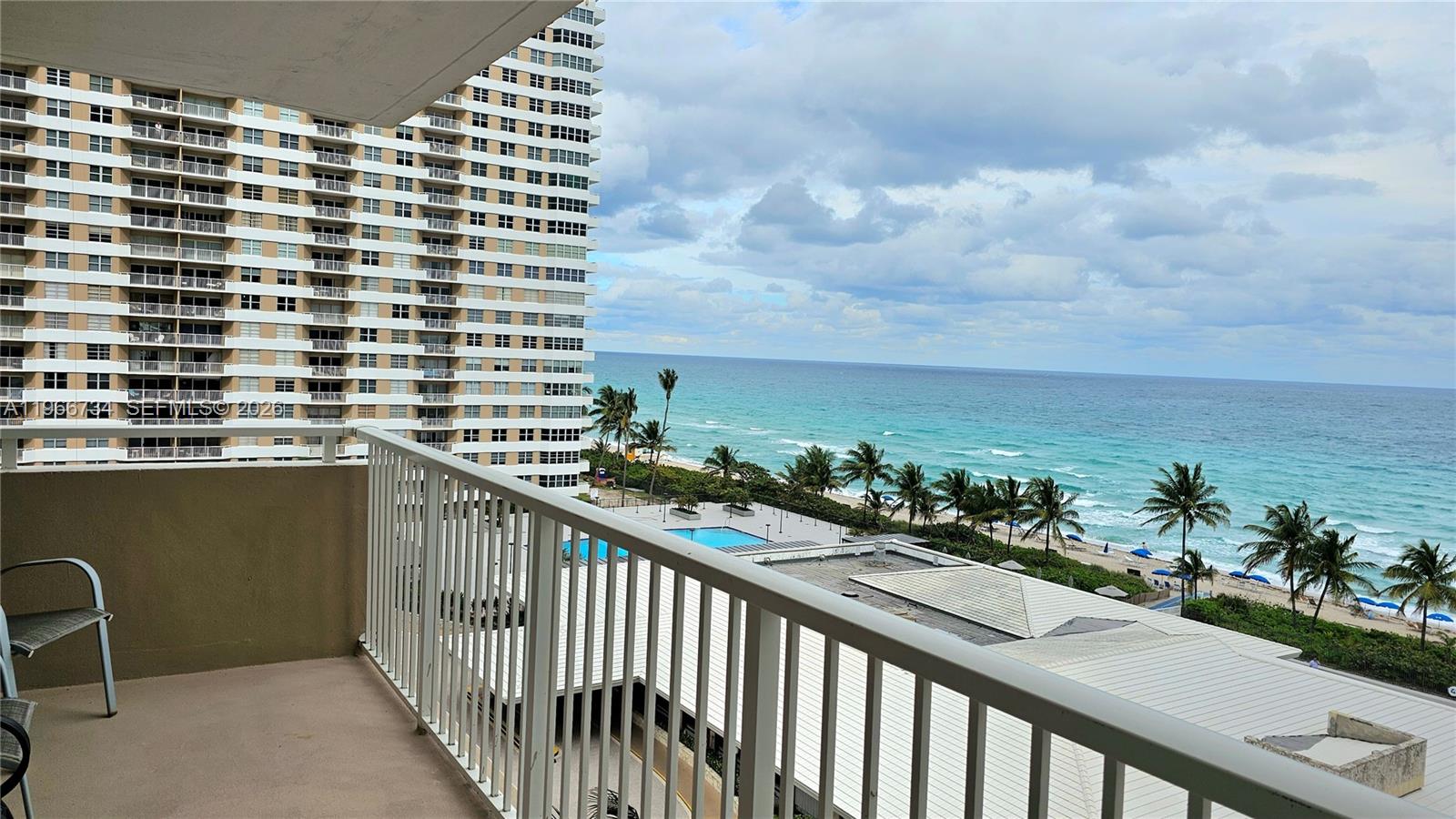 Direct Ocean views, corner unit - eye level with Beach enjoy your coffee on the Balcony watching the Sunrise.  2 Bedroom, 2 Bath, 1340 sq ft, with ample closet space, tastefully remodeled with ceramic floors throughout, hurricane windows and door. Resort style amenities include, Beach Access, 2 Restaurants, new ocean side pool and intercoastal pool, snack bar, 2 mini-marts, 2 Fitness gyms, Sauna & Steam rooms, Tennis courts, Marina, putting golf, Billiard rooms, Shuffleboard, Basketball, barbecue area, Beach Service, 24 hr Security and Valet.   Air conditioning, Basic cable & internet is included in the maintenance.