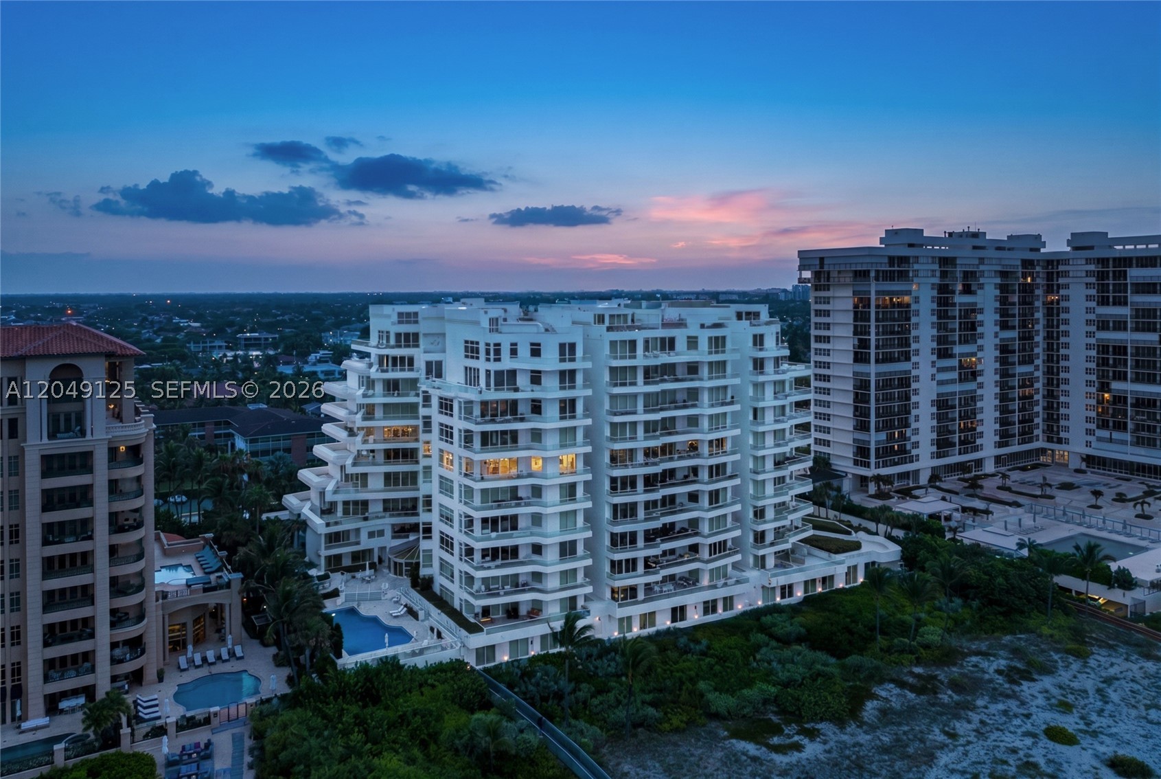 Spanning the entire sixth floor of the prestigious Aragon's coveted South Tower, this one-of-a-kind direct oceanfront residence offers an extraordinary ~7,800 square feet of impeccably designed interiors complemented by more than 1,600 square feet of expansive terraces. Showcasing sweeping south, east, and west-facing views from floor to ceiling windows that frame the residence in light from sunrise to sunset, the turnkey home has been meticulously maintained and exquisitely furnished to the highest standard by Decorators Unlimited. The chef's kitchen showcases double islands and a full suite of Miele & Wolf appliances. The primary suite offers ocean and city views, a spa-like bath with sauna, and a private office. Three additional en-suite bedrooms and a media room complete the residence, along with an elegant powder room for guests. The smart home is outfitted with a fully automated Crestron system that powers the entire home. A private cabana, two storage units, and two parking spaces are included with the sale. Residents enjoy an exceptional five-star lifestyle with a dedicated staff and white-glove service, along with an unrivaled collection of amenities including a private beach club, oceanfront pool, state-of-the-art fitness center, resident lounge, and valet parking.

Some images have been virtually staged and/or digitally modified for illustrative purposes. Not all furnishings shown are included with the property.