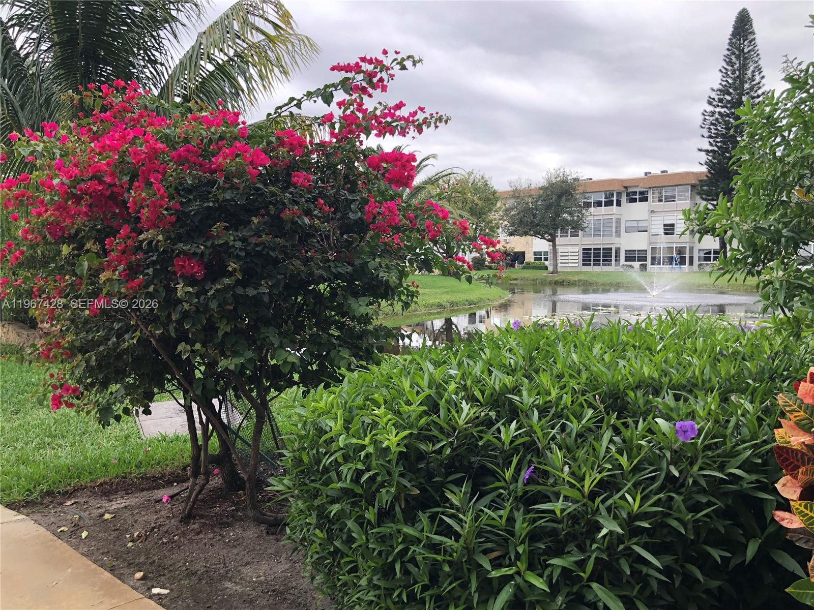 Adult Community, well maintained 1bed/1bath. Great View to garden area, Impact windows, Closed Balcony, Laundry facility, Central A/C 6 Miles to the Ocean, Pool