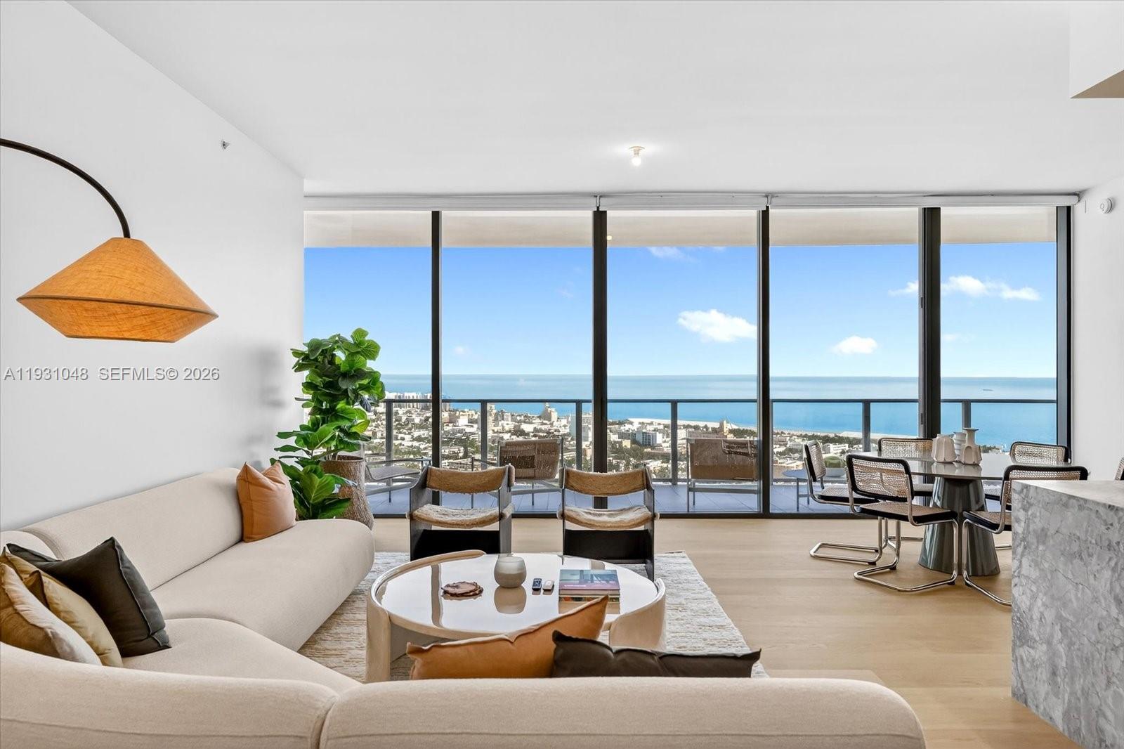Experience elevated living at Five Park, South Beach’s iconic new 48-story luxury tower by Arquitectonica with interiors by Gabellini Sheppard. This beautifully upgraded 3-bedroom, 3.5-bath residence is located on the 34th floor within the exclusive Canopy Residences (floors 27–48), offering private elevator access and entry to the residents-only Canopy Club.
Residence 3405 features dramatic floor-to-ceiling windows with sweeping panoramic views of the ocean, bay, and Miami skyline. Thoughtfully curated custom upgrades include 7-inch wide-plank oak flooring, designer lighting and window treatments, fully built-out closets, bespoke hardware and fixtures throughout, and a reimagined powder room that elevates both form and function.
Five Park residents enjoy over 50,000 square feet of world-class amenities, including exclusive Canopy Club privileges, off-site beach club access, a house car, an on-site signature restaurant, and two dedicated parking spaces—delivering a seamless blend of luxury, lifestyle, and convenience in the heart of South Beach.
