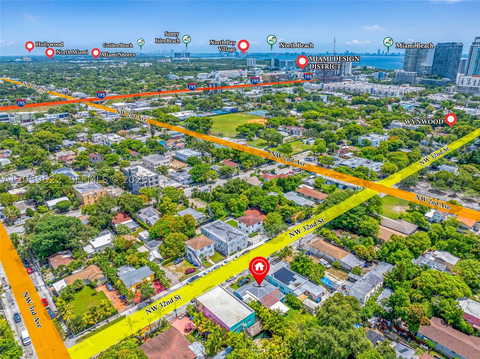 Development Opportunity in North Wynwood Oversized 7,100 SF lot zoned T4-R presents an exceptional investment and redevelopment opportunity within Miami’s Neighborhood Revitalization District (NRD-2). Ideally located within walking distance of Midtown’s shops, restaurants, and entertainment, the property offers potential development of up to 24 residential units across three stories with street parking, subject to NRD-2.The existing property can generate approximately $52,800 in annual rental income.