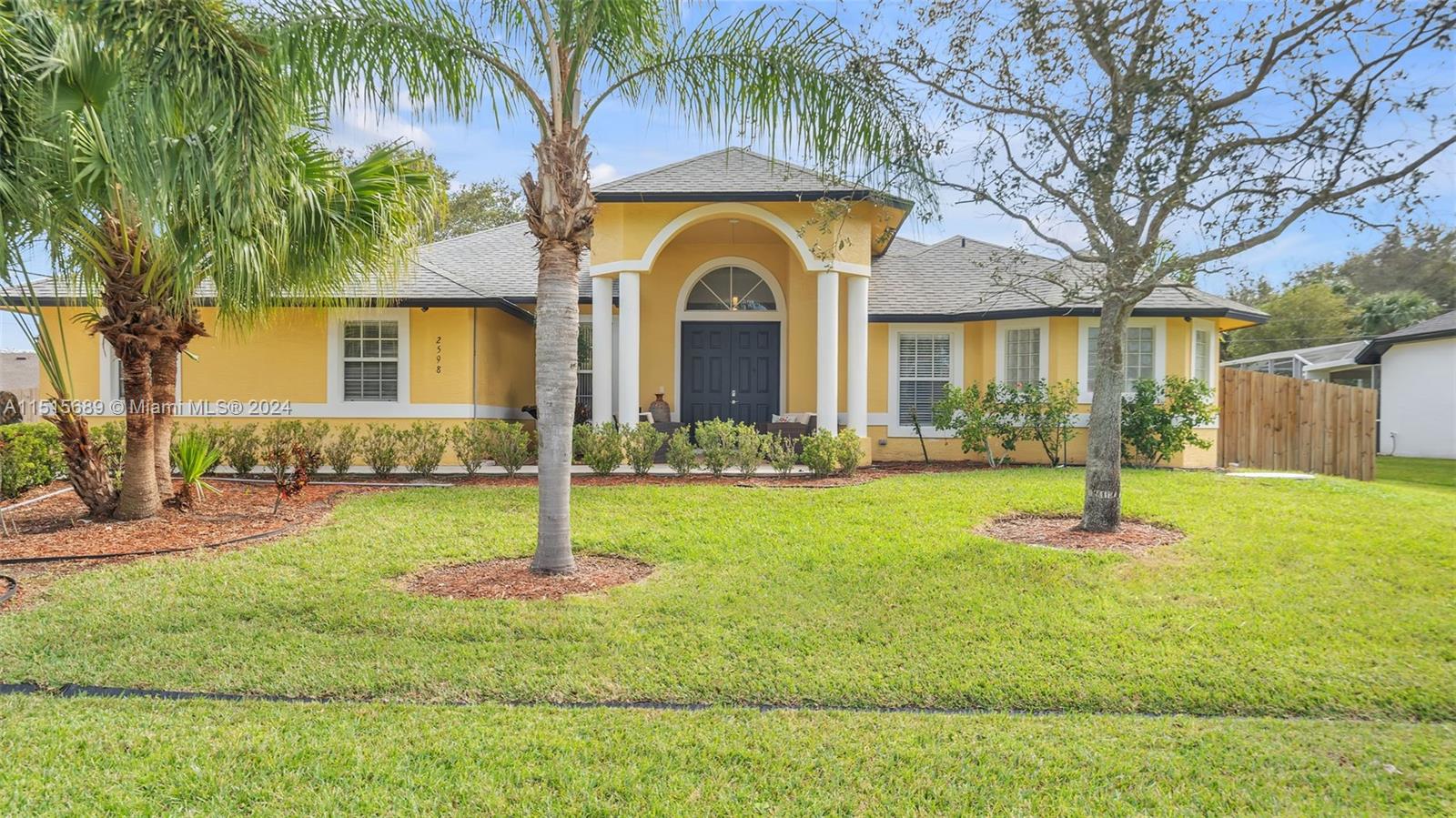 Beautiful 5 bedroom, 3 full bath residence, on nearly an acre of land. Modern and with convenience, the home Embraces Florida living with a spectacular pool in your secluded backyard, complemented by an array of fruit trees. 
The Backyard area offers spacious living for your comfort. No HOA!  Located in a desirable location.