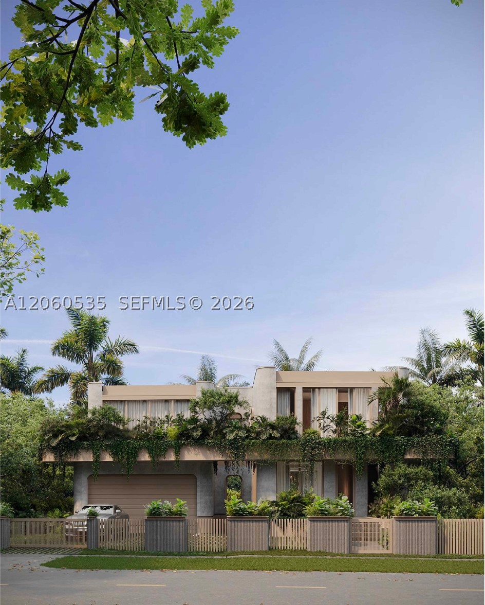 Exceptional opportunity to build a truly distinctive tropical-modern residence in Miami Beach’s coveted Nautilus neighborhood. More than a traditional contemporary home, this thoughtfully designed residence blends sculptural architecture, natural materials, lush landscaping, and seamless indoor-outdoor living.
The proposed two-story residence offers approximately 4,000 square feet of interior living space and over 5,000 square feet of total construction, 5 bedrooms, 6.5 bathrooms, and a two-car garage. Its unique design is defined by softly curved architectural elements, floor-to-ceiling glass, textured concrete and microcement inspired finishes, integrated planters, and cascading greenery that wraps both levels of the home.
The open living spaces connect effortlessly to a spectacular outdoor setting featuring an elevated resort-style infinity pool, expansive entertaining areas, natural Ipe wood decking, and tropical landscaping that creates exceptional privacy. The flexible layout includes a first floor guest suite, generous upstairs bedrooms, a family room, private terraces, and a spacious primary suite.
A complete and fully coordinated architectural package is ready for submission to the City of Miami Beach, giving the future owner a significant head start toward creating a one-of-a-kind residence in one of Miami Beach’s most desirable residential neighborhoods.