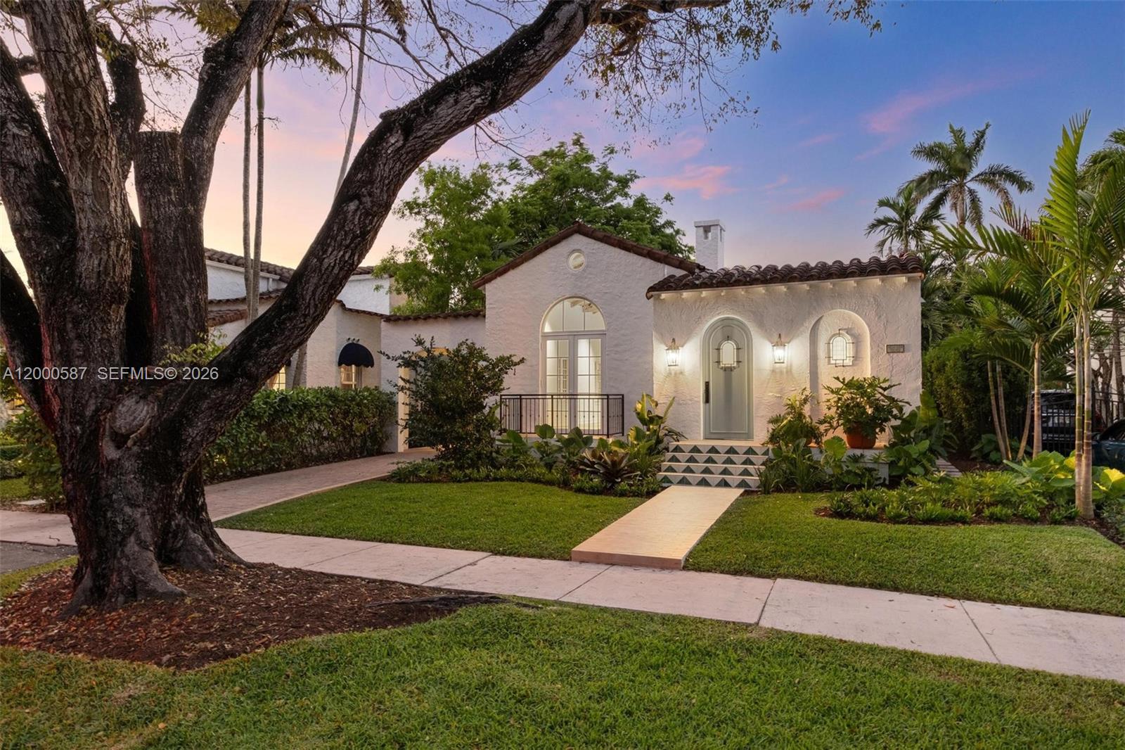 Experience a graceful blend of timeless architecture and sophisticated living. Located in the Golden Triangle neighborhood of Coral Gables, this historic gem restored by C. Cubica Arquitectos, features 3 bedrooms, 3 baths, a pool with an elevated covered terrace that leads into a gourmet kitchen with premium Miele appliances, custom oversized onyx island with seating, and brand new terrazzo flooring. The impressive living room features original pecky cypress beams and fireplace while all of the bedrooms have new wood flooring and custom crafted closet doors. All plumbing and electrical systems have been updated with impact glass throughout. Renovated to historical detail this home is truly one-of-a kind.