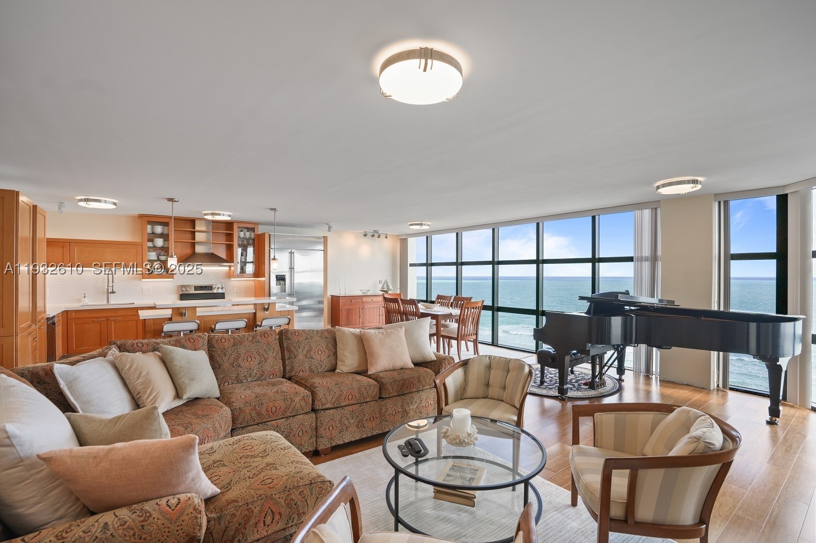 PRICED TO SELL—SPACE, VIEWS, FUTURE-PROOFING & VALUE! Breathtaking frontal PANORAMIC OCEAN VIEWS on coveted “5” line SE corner residence. SPACIOUS 1994SF open-concept condo w/floor-to-ceiling impact windows for stunning SUNRISE/MOONRISE VIEWS. Entertain on private, WRAP AROUND BALCONY w/CITY VIEWS—accommodates 4-chair dining table, settee & lounge chair w/access from great room or primary ensuite. This MOVE-IN READY residence is a rare blend of comfort, style, SECURITY with unmatched views making daily living feel like a BEACHFRONT RETREAT. Our PRO-ACTIVE HOA/MANAGEMENT oversees FUTURE-PROOFING PROJECTS—hurricane impact windows install, pool upgrade, exterior façade painting & new roof install. In the heart of Miami Beach, Mar del Plata offers a tranquil lifestyle in a friendly RESIDENTIAL NEIGHBORHOOD w/fine schools & close-by markets, salons, restaurants & more. Delightful CHILDREN'S PLAYGROUND & DOG RUN next door. HIGHLIGHTS: The MANAGEMENT & STAFF! Smart split-floor plan W/6 GENEROUS CLOSETS—2 are walk-ins, upgraded bathrooms, updated electrical, open kitchen—w/custom light-wood cabinets, stainless-steel appliances, bespoke counters/island, bar w/wine cooler, closeted washer/dryer, & assigned, secure, weather-shielded garage parking—EV CHARGING capable, security cameras, BEACH ACCESS, pool, gym, private beach garden, penthouse club w/billiards/bar/piano, 24hr secured concierge lobby, valet parking. Solid building financials & inspection history. BEST BEACH VALUE: $602/SF