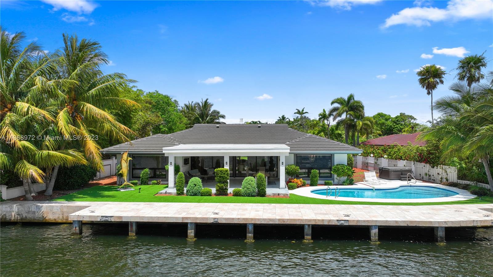 This Intracoastal front Mediterranean home is located in the most sought after street of Coral Ridge. The owners were in the process of renovating it and were almost done. New buyer can finish the renovations or tear the house down and build new. New roof (2019), impact windows (2020), kitchen| breakfast area (2021). Just over 3,000 adj. sf (as per County records), 4/3, spacious living room, family room, large outdoor entertaining area. 11,208 sf lot, 105 ft fronting intracoastal, enjoy the cruising boats, yachts and the breathtaking views on Birch State Park. Endless southeast ocean breezes! The Coral Ridge Isles are one of the most desirable and secluded luxury neighborhoods in Fort Lauderdale, conveniently located minutes from the ocean, Bayview Elementary School and The Galleria Mall.