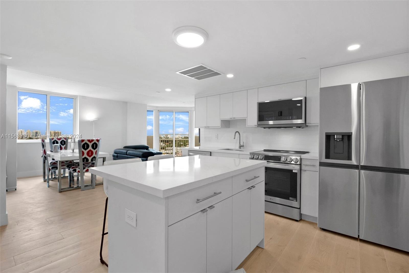 Available for 6 months available as soon as 4/15/24. This freshly renovated, furnished, 2-bed, 2-bath unit boasts bay & ocean views from the 12th floor, one balcony with south/east/west views, an in-unit washer/dryer, and covered parking for 1 car. The condo just finished a complete renovation including new bathrooms, kitchen, flooring, hurricane impact windows/doors, lighting, and more. The spacious primary suite offers abundant closet space. Bayview Plaza amenities include a gym, pool, hot tub, sauna, secure parking, and bike storage. Conveniently located near Lincoln Road, Sunset Harbour, Venetian Islands, and many restaurants. Rent includes WiFi, no pets, and no smoking.