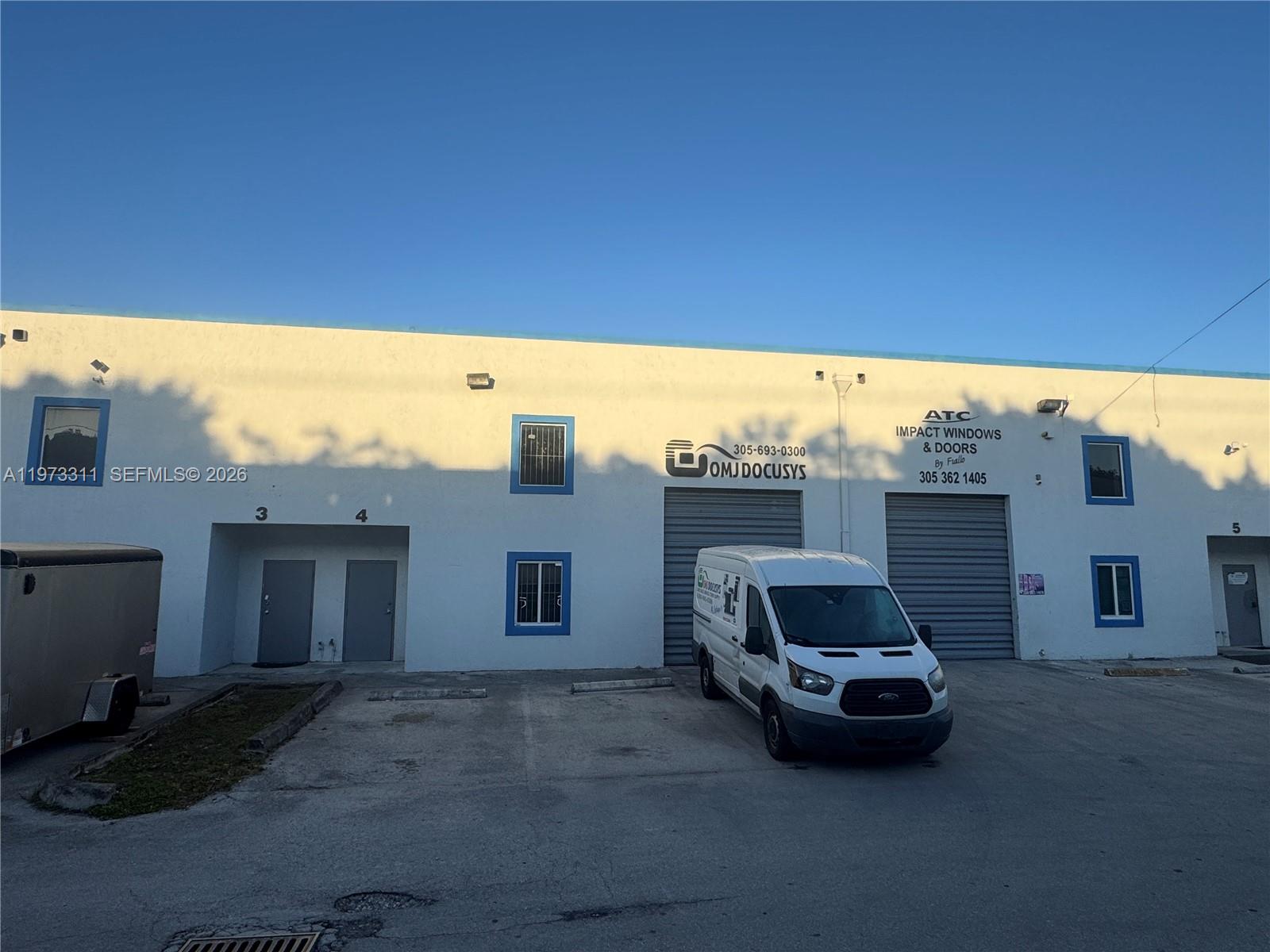 1,300 SF Warehouse (Footprint)
Air-Conditioned Office and Bathroom
18’ Ceiling Height
1-Street Level Loading Door
2-Parking Spaces plus loading door space
Built 2005
Zoned M-1 Industrial

Excellent West Hialeah location near I-75 and Palmetto Expressway for easy Miami-Dade / Broward access.