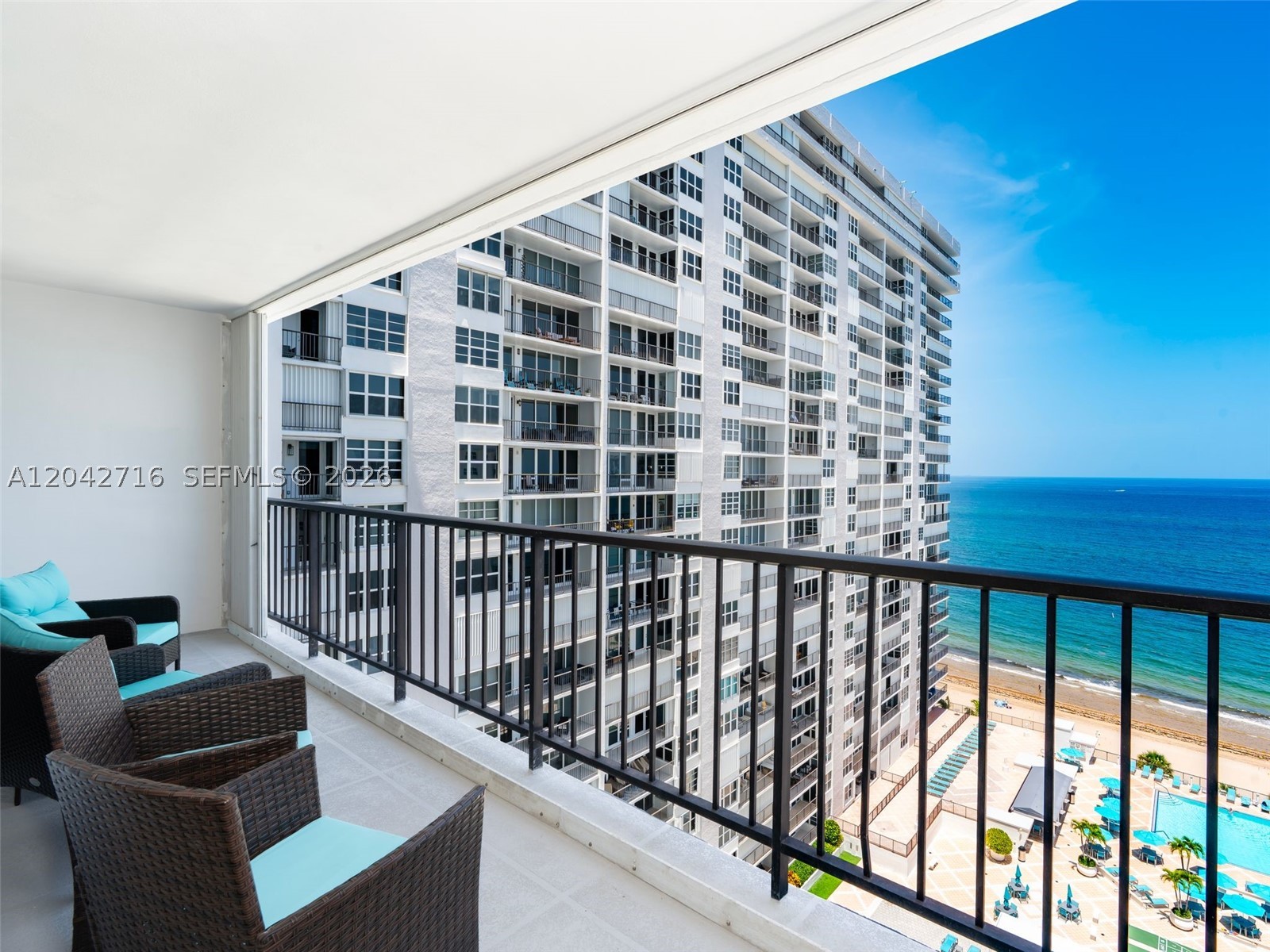 Completely remodeled residence featuring stunning direct ocean and Intracoastal views. This beautifully updated unit showcases polished porcelain tile flooring throughout, a modern high-gloss white kitchen with sleek cabinetry, and top-of-the-line appliances. Both bathrooms have been fully renovated with contemporary finishes and fixtures.
Enjoy breathtaking direct ocean views from the living room and kitchen, creating the perfect setting for everyday living and entertaining. The bedrooms offer serene direct Intracoastal views, providing spectacular sunsets and a tranquil ambiance. Additional upgrades include new lighting fixtures throughout, enhancing the bright and modern feel of the home.
This exceptional residence offers the perfect blend of luxury, comfort, and breathtaking views. A must-see!