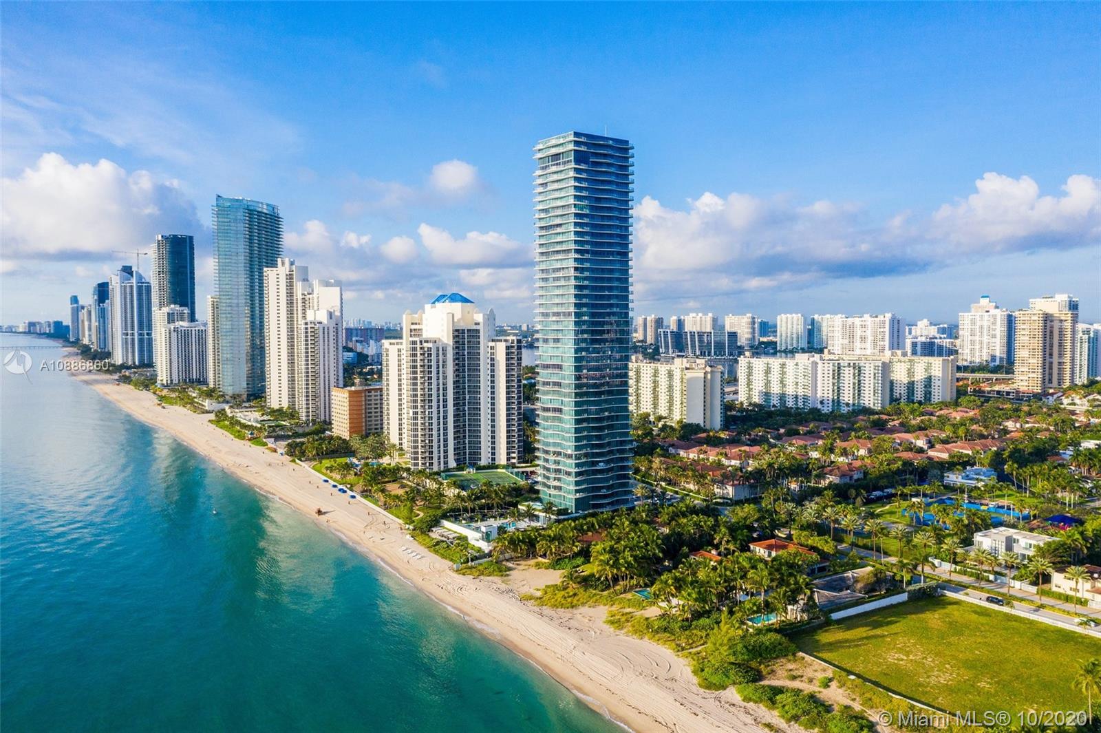 Your mansion in the sky awaits you in the most unique building in South Florida with only 39 total residences. Enjoy over 5,500 interior square feet with an additional 2,100 square feet of terrace space with 360 degree expansive views of the estate homes of Golden Beach, the Atlantic Ocean and Intracoastal from your full floor residence! This is for the sophisticated buyer who wants privacy and the ultimate in luxury! No feature was overlooked from the sub zero refrigerator and 1,000 bottle wine cooler to very best in Italian cabinetry and finishes.