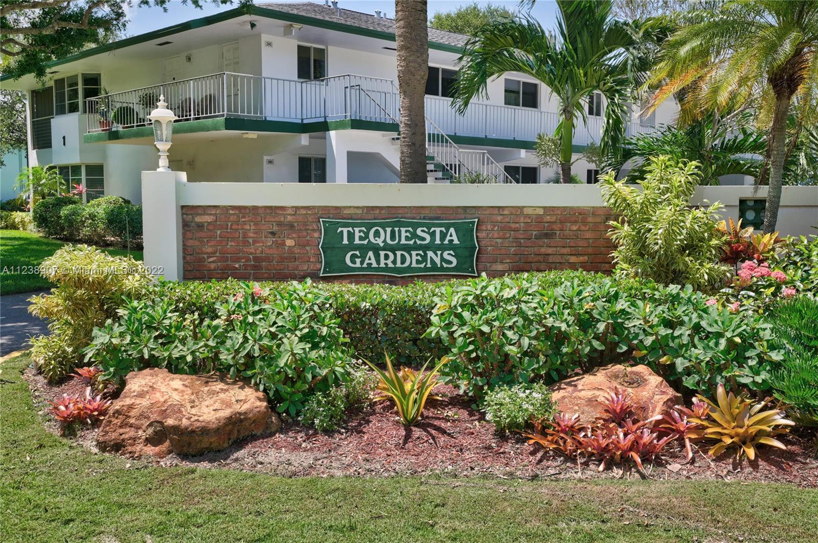 Tequesta Garden is a highly sought after residential condominium.  TG is a very active 55+ community that is within walking distance to Constitution Park, Jupiter Lighthouse Art Center, numerous restaurants, and other retail shops.   Tequesta Garden is a short trip to the Palm Beach International Airport.  The community offers two swimming pools, a putting green, shuffleboard, billiards, library, clubhouse with kitchen, and BBQ area where frequent gatherings are had.  The unit is being sold as is and partially furnished.  Unit offers an porch overlooking a grassy area with mature trees.  Measurements are approximate.  No rentals first year of ownership.  AS IS contract required. Replaced hot water heater 2019; A/C/ 2021. Must own for a year before renting.