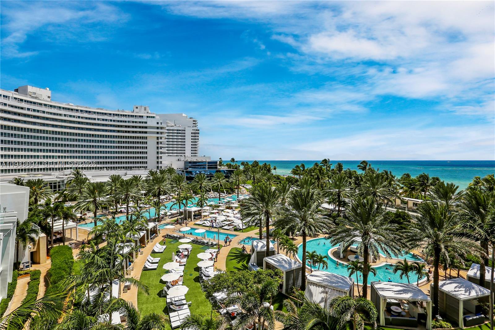 Rare opportunity to own a beautiful 2BD, 2.5BA residence at the Fontainebleau III Sorrento Tower Miami Beach, conveniently located on the same floor as the owner's lounge & owners pool. Enjoy beautiful ocean and hotel pool grounds views from this fully furnished, turnkey apartment. This unit offers a full kitchen, two king beds, two sleeper sofas, 2 private balconies, washer/dryer, and soaring ceilings throughout. Enroll in the hotel rental program & receive income while away! The Fontainebleau resort offers luxury amenities on 22 oceanfront acres including award-winning restaurants, bakery, shops, LIV night club, Lapis spa & state-of-the-art fitness center. Maintenance fees include AC, electricity, valet + daily free breakfast in owner’s lounge.