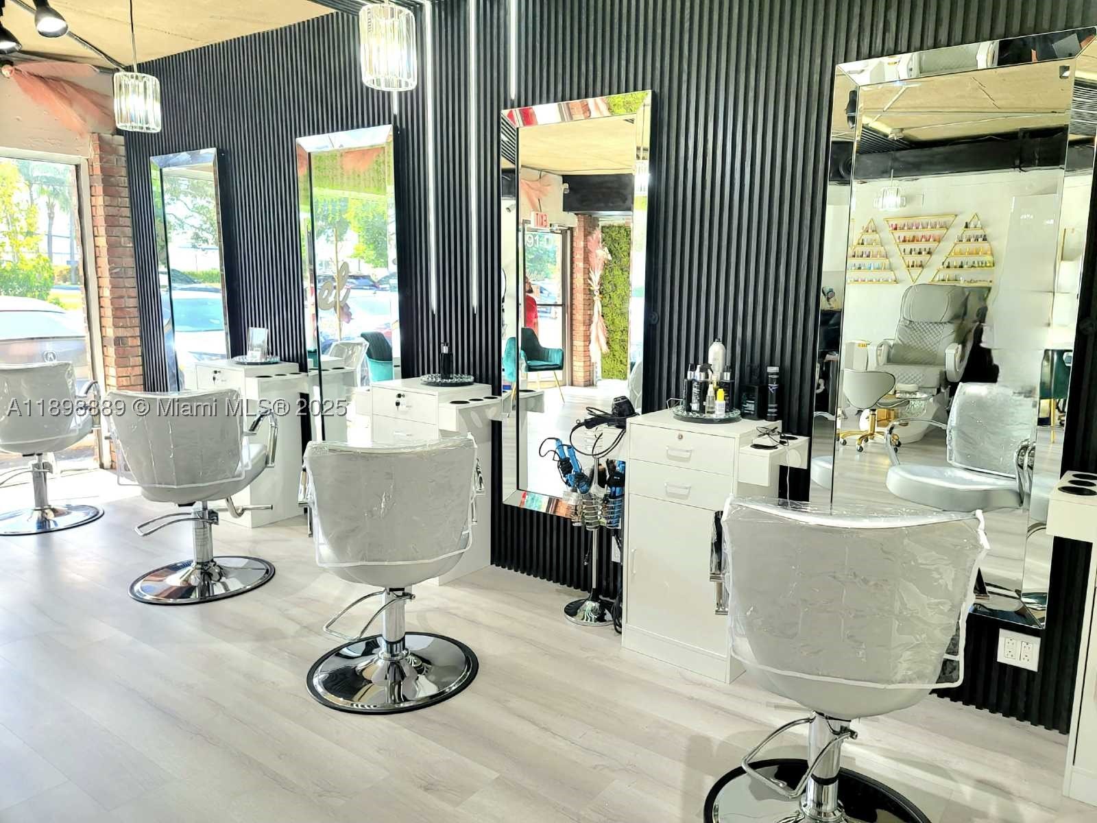 Full service hair salon already makes 160K a year with one employee with everything NEW - electric, floors, walls, bathroom, Camara system with voice recorded, city & fire licenses - all ready to go!  Low rent $1,850 monthly with water included.   Selling "AS IS' lease, inventory & furniture.  No land - no cooperation is for sale.
By appointment only contact Listing Agent Wendy Ferreira.