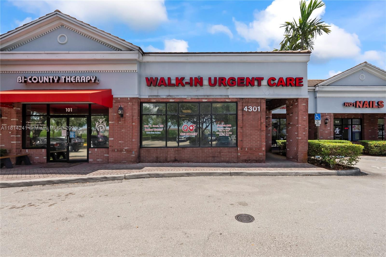 Exceptional opportunity to own a fully operational urgent care clinic in a high-traffic area in Davie, FL.  This modern medical space is ideal for healthcare investors, expanding practices, or providers seeking a ready-to-go facility.

The clinic features:
Reception and waiting area with comfortable seating
Multiple exam rooms, triage areas, and physician offices
On-site lab space and X-ray room with lead-lined walls
Digital infrastructure for EMR and telemedicine integration
Ample parking and prominent signage on a busy thoroughfare

Currently operating as a successful urgent care, this space is suited for general practice, pediatrics, or specialty care. Surrounded by residential neighborhoods, schools, and retail, this is a high-demand location with strong growth potential.