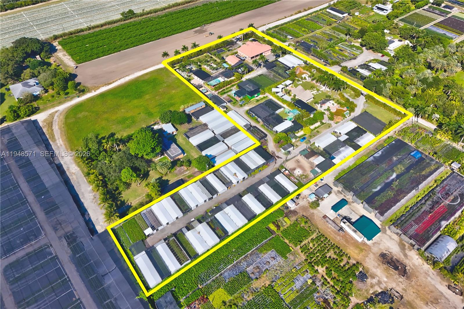 Rare turnkey income producing estate in The Redlands offering a diversified, fully operational business model across nursery operations, boutique events, agriculture, and income generating storage on 5.2 acre lot. This unique property blends enterprise and lifestyle with two separate living structures plus dedicated office structures, ideal for owner operators, investors, or entrepreneurs seeking to live and work on site. 
Every square inch of this property has been capitalized for production and is fully equipped with existing infrastructure, established client relationships, and multiple revenue streams, providing immediate operational capability and scalability. Three separate gated entrances allow for clear separation of residential, operational, and event areas while maintaining privacy and efficiency.
Offered turnkey, the current owner is committed to a 90 day transition period including training, vendor introductions, and operational handoff to ensure continuity and a seamless transfer of the business.
This is a distinctive opportunity to acquire a proven, multifunctional enterprise with built in growth potential in one of South Florida’s most desirable agricultural corridors, perfectly positioned for an owner user or investor seeking an active business with on site living and workspace. Conveniently located near major shopping centers and just under 6 miles from the Florida Turnpike and easy through Krome Ave as well.