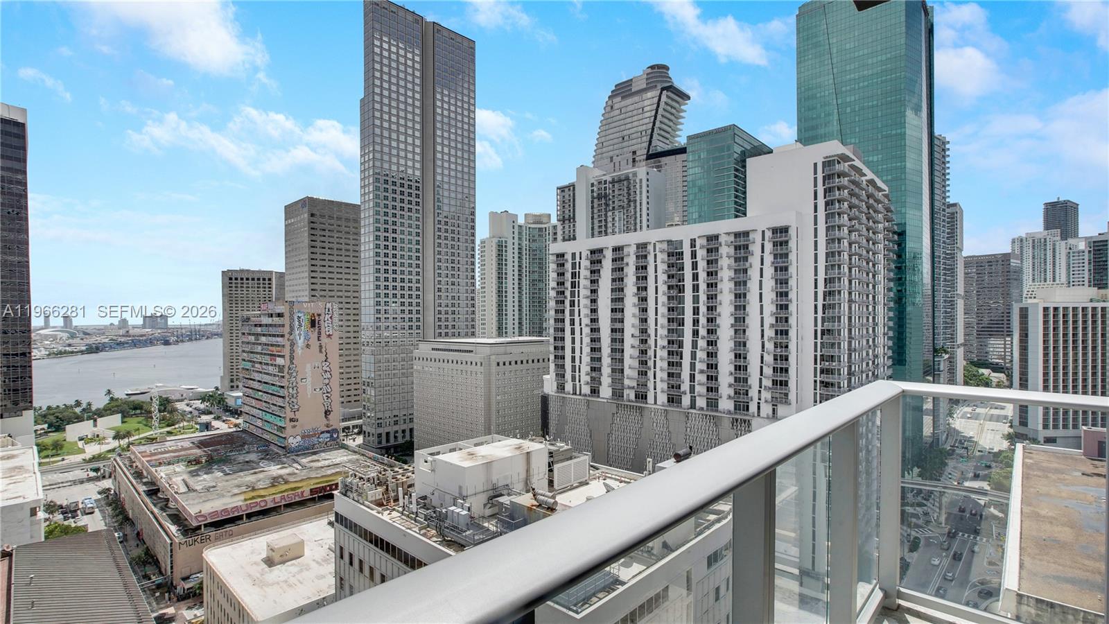 Beautiful 2 bedroom/2 bathroom loft style corner unit located in downtown Miami, walking distance to Brickell. This excellent location is surrounded by shops and entertainment. The unit views are facing towards the city and Biscayne Bay. High ceilings that are incorporated with floor to ceiling windows, concrete floors, modern kitchen with washer and dryer. Centro condo included spectacular amenities; roof top pool with breathtaking views, fitness center, social media room with coffee bar, jacuzzi, sauna, 24hrs concierge and valet parking. Short term rentals are allowed (no less than 30 days).