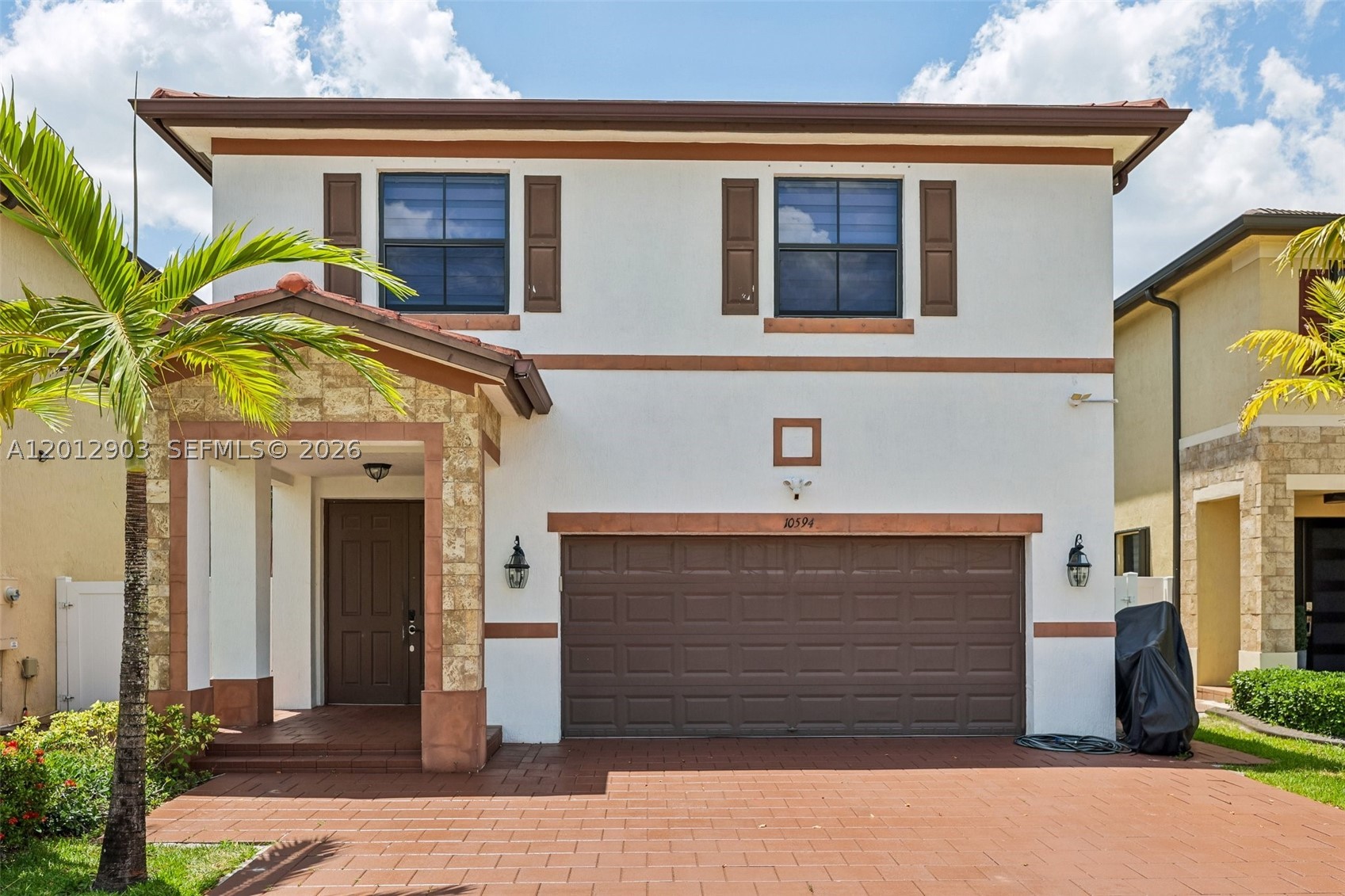 Welcome home to this spacious 5 bedroom, 4.5 bathroom home in the private, gated community of Aquabella. Ideal layout with almost 3,000 sq ft of living space with tons of natural light. Downstairs features a foyer with formal living/dining room, half bathroom, generous kitchen with stainless steel appliances and family room with title throughout the first floor. Upstairs features all 5 bedrooms, including primary ensuite with walk in closet and washer and dryer. Aquabella is a gated community in Hialeah with resort style amenities such as a swimming pool, clubhouse, splash park, tot lot and state of the art fitness center. Newer construction, low monthly HOA and 1 GB fiber internet connection included. Ideally located close to multiple shopping centers, top rated schools and major highways.