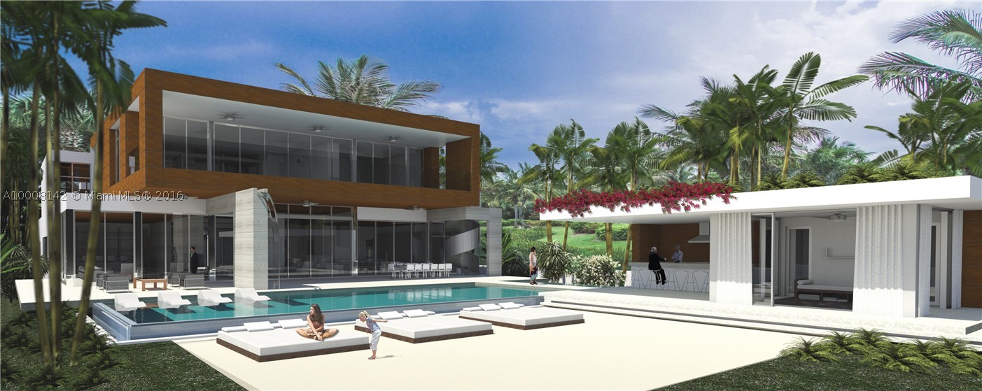 Build your dream home on this 30,000 square-foot vacant lot in exclusive gated Palm Island. 100 X 300 feet with deep water dock. Approved plans designed by renowned architect Giorgio Balli included in sale. Best priced over sized lot on Palm Island.