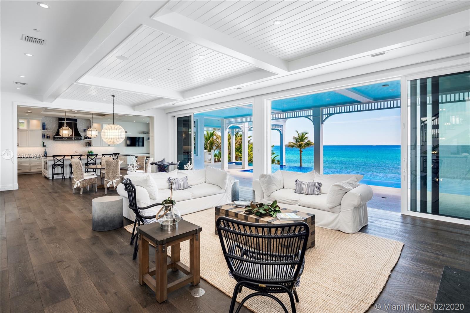 Welcome to this newly completed Bermuda-style Direct Oceanfront Estate in Highland Beach providing some of the absolute best panoramic ocean views the South Florida Oceanfront market has to offer. From start to finish this Oceanfront masterpiece has it all. Quality built in 2018 features include oak floors, movie room, spacious master wing, 300-gallon aquarium and five car garage. Enjoy endless ocean vistas from the covered loggia, patio, balconies, roof-top terrace, 75 foot infinity edge saltwater pool and private dune with beach access. The gated Estate includes 100 feet of direct Oceanfrontage, 7 bedrooms, 7 ½ baths and 13,184 total square feet. Located between Delray Beach and Boca Raton, this exceptional Oceanfront property offers the very best in luxury living.