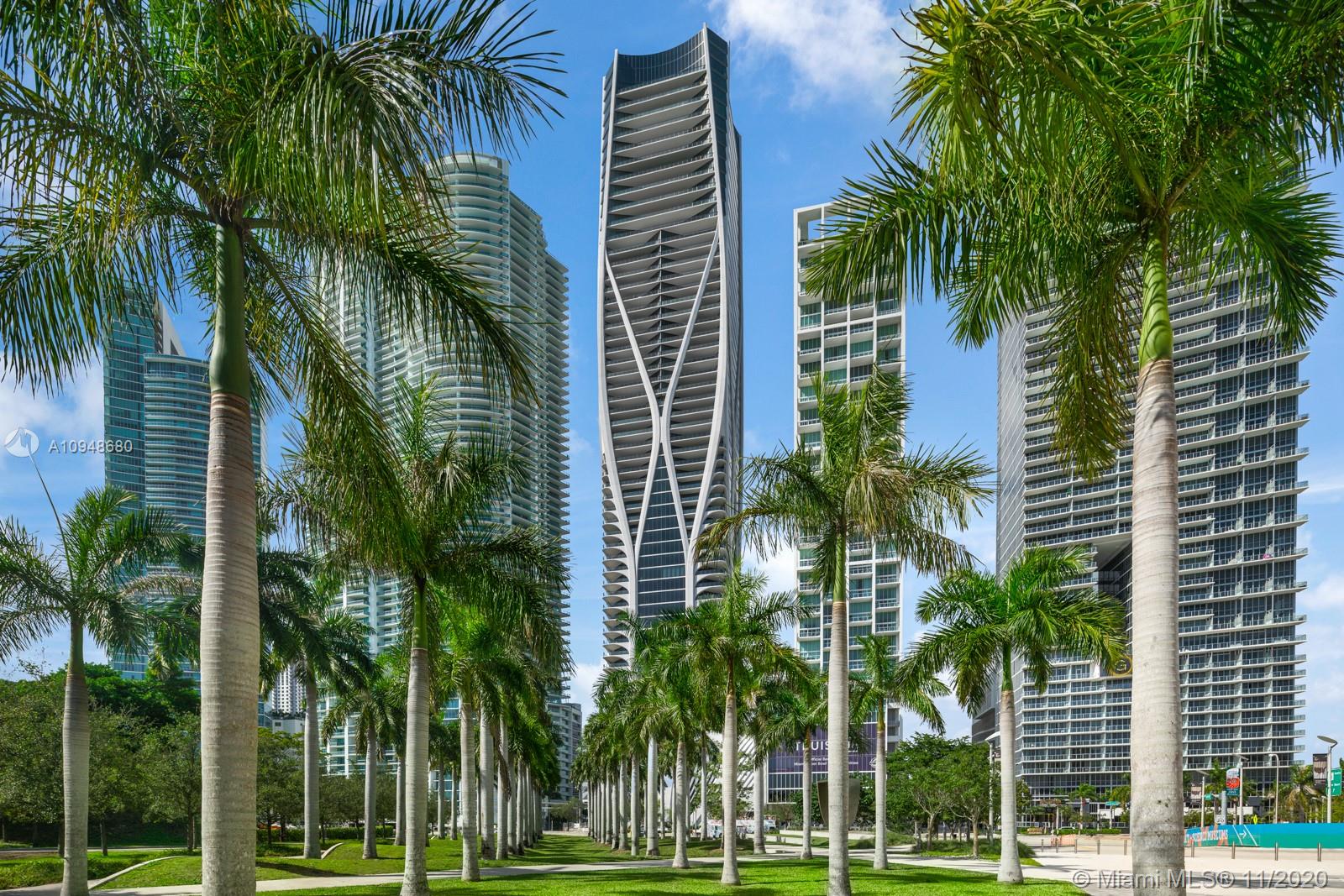 One Thousand Museum by Zaha Hadid. Miami's most prestigious new residential tower, blurs the lines between art & architecture. Limited collection of museum quality residences, offering an unprecedented level of service and amenities. Half-floor residence features a flow-through floor plan with unobstructed Biscayne Bay and Atlantic Ocean Views, 4 bedrooms, 5.5 baths, including an exquisite master suite, great room and service quarters. This residence comes complete with flooring for a seamless, move in transition.