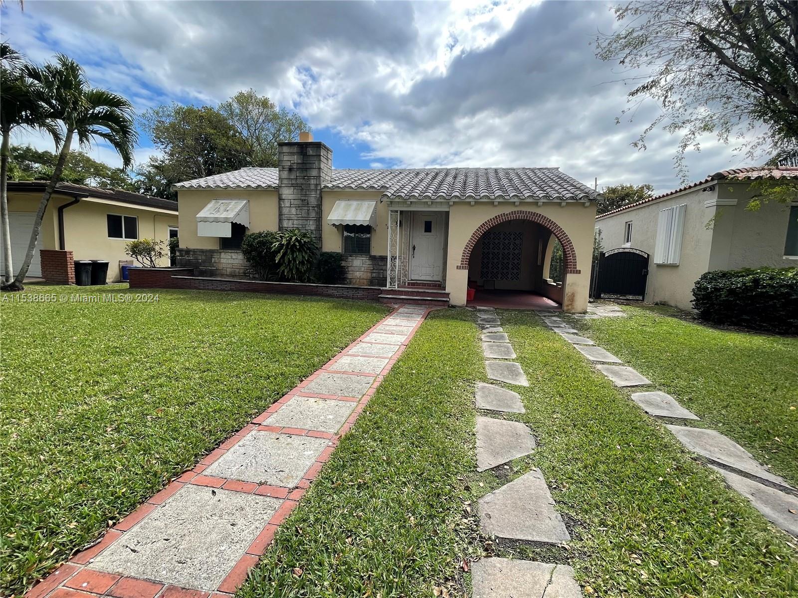 A 3 Bed 2 Bath 1,708 SF home on a 7,250 SF lot with additional 400 SF small house in the back! Perfect for a family looking to make their own dream home or for an investor in the heart of Coral Gables just steps away from the Granada Golf Course! Plans are already approved from the Board of Architects saving several months of work.