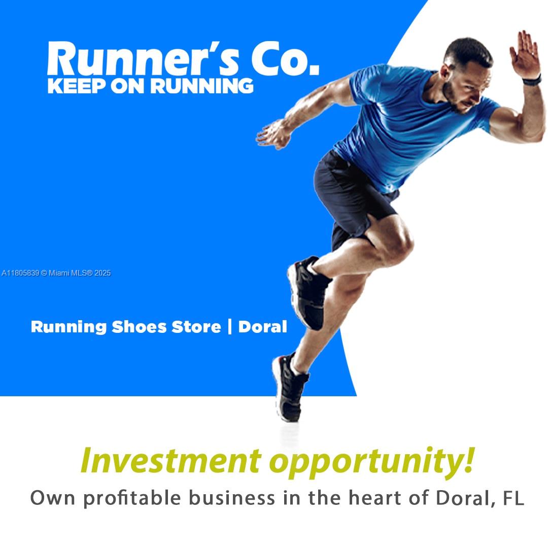 Take advantage of this rare opportunity to own a well-established and highly regarded athletic/running shoe store located in the heart of Doral, FL. This turnkey business is situated at a high-traffic main intersection, offering excellent visibility and easy access for a loyal customer base and steady stream of walk-in traffic.

The store specializes in premium running and athletic footwear, catering to fitness enthusiasts, athletes, and casual customers alike. With strong brand recognition, a curated selection of top-name brands, and a reputation for exceptional customer service, this business has built a solid foundation and consistent revenue stream.
