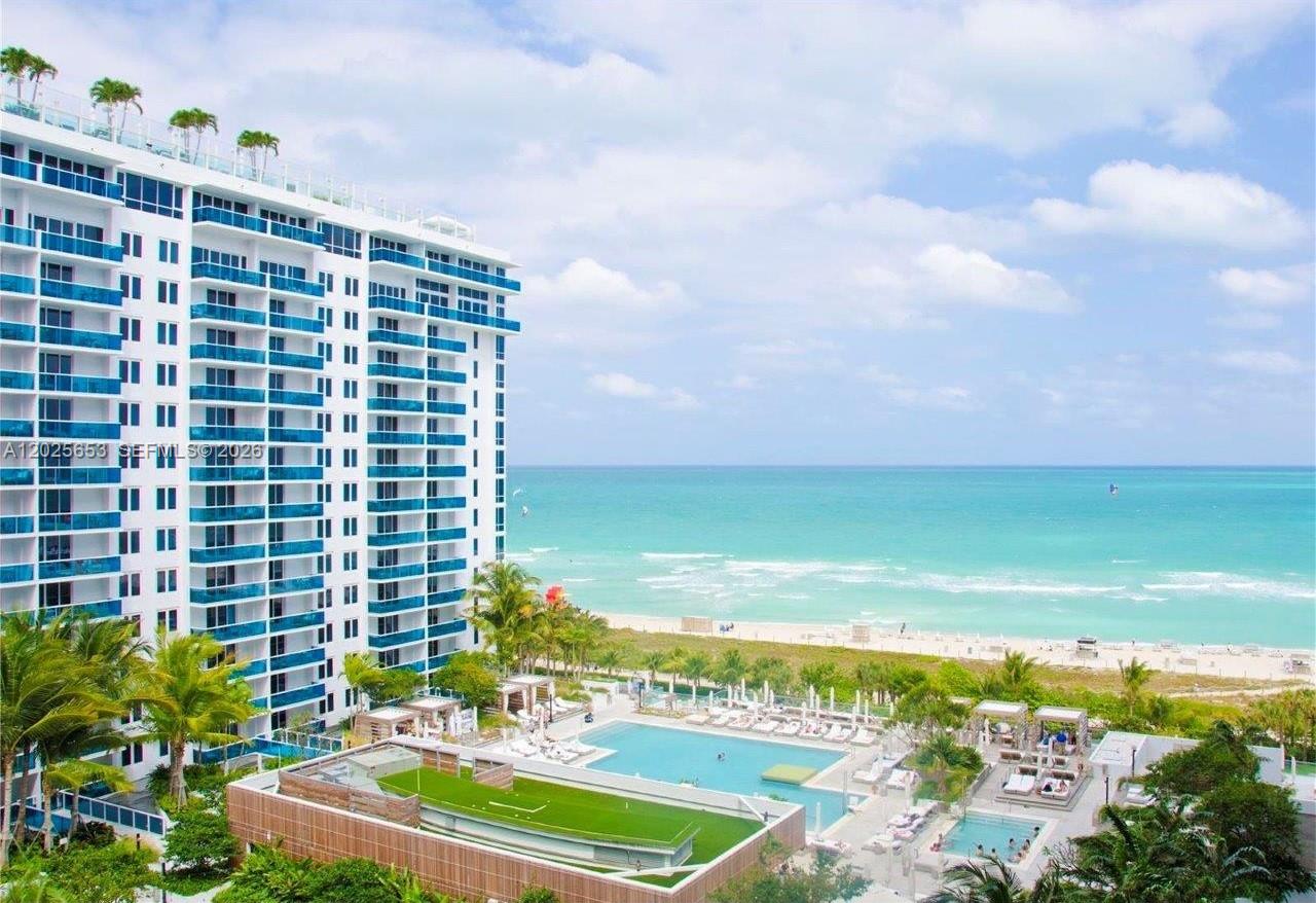 Beach front luxury resort condominium located on the renowned 1 Hotel property. Amenities include multiple pools, beach service, onsite restaurants and bars, spa, high-speed internet, and much more. Enjoy these world-class amenities while renting a fully furnished, condo apartment. This unit is 900 SQFT and features 1 bedroom, 1 bath with a full kitchen and balcony. Balcony overlooks the plush landscape, pool, and beach. Centrally located, you may easily venture out and enjoy the endless choices of restaurants, shops and nightlife all walking distance from your apartment. Minutes from South Beach + Bal Harbor Shops. For appointment, call listing agent! Water, cable and one valet parking space is included in monthly rate. Short term, 6 months Minimum.