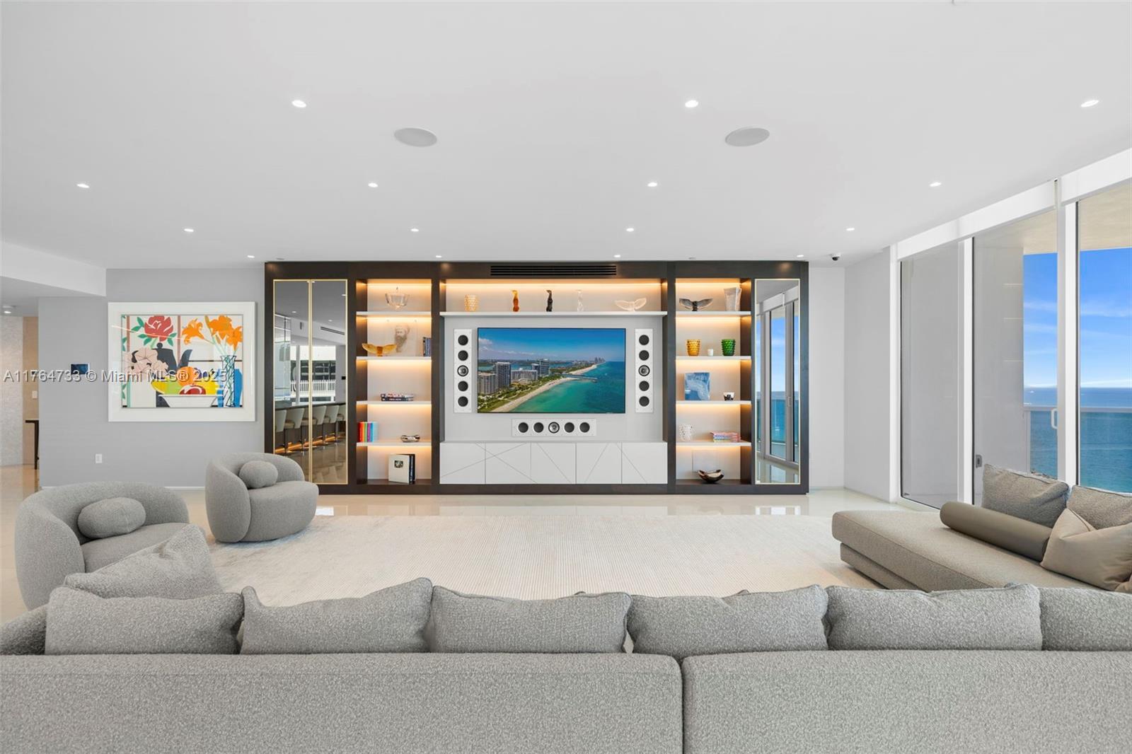 Welcome to the coveted Bellini in Bal Harbour Beach, situated in the most sought-after line in the entire building with south exposure. Upon arrival at your private elevator landing, you’re welcomed by open living spaces and direct ocean views. 10 ft floor-to-ceiling windows frame the panoramic scenery of the Atlantic Ocean and iconic Miami skyline. Upgrades include Creston security system with facial recognition and smart house technology, Gaggenau kitchen appliances, beautiful onyx island, and full kosher kitchen. Artefacto furniture, beautiful porcelain floors throughout, and custom closets. Experience the unparalleled living synonyms with Bal Harbour living in one of the best buildings with less than 80 neighbors, services & amenities.