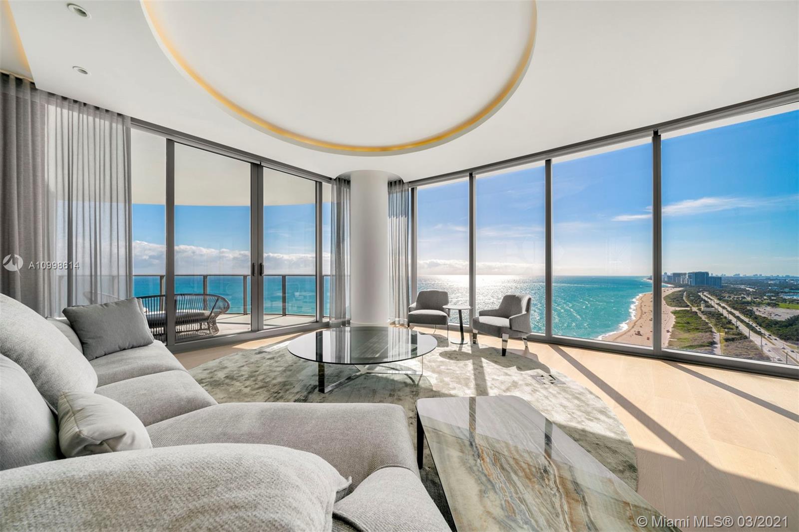 Amazing 4 bed, 5.5 bath unit with spectacular views of all of Miami Beach and Downtown. Unit is complete with family room, Snaidero kitchen, Gaggenau appliances, private elevator foyer, and service quarters to name a few. Beautiful fully furnished unit that wraps around the entire south side and offers 270 degrees of breathtaking panoramic views of the Atlantic Ocean, Miami skyline, Bay & Intracoastal. Designed by world renowned architectural firm Arquitectonica. Amenities include: concierge, valet, restaurant & room service, beach & pool services, 2 swimming pools, hot tub, movie theater, oceanfront gym and Spa, wine lounge, game room, 8 guest suites, complimentary continental breakfast every day and much more.