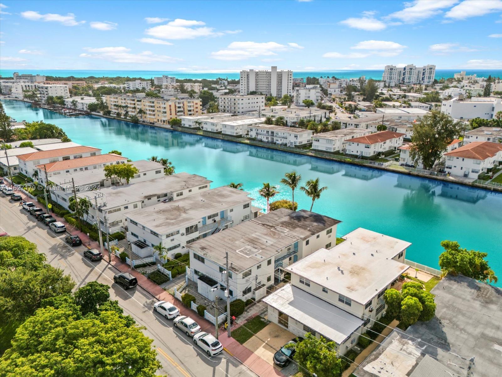 Two waterfront buildings on Tatum Waterway in Biscayne Point, Miami Beach across from Crespi Park.  Property features a total of 12 units, 7805 has two studios; two 2 bedrooms/one bath; and two 3 bedrooms/two baths, 7815 has one 1 bedroom/1 bath; one 1 bedroom plus den/1 bath; three 2 bedrooms/2baths and one 2 bedrooms plus den/2 baths. Newer roofs. Close proximity to the beach and Bal Harbour. Nearby restaurants, plazas, and shopping options