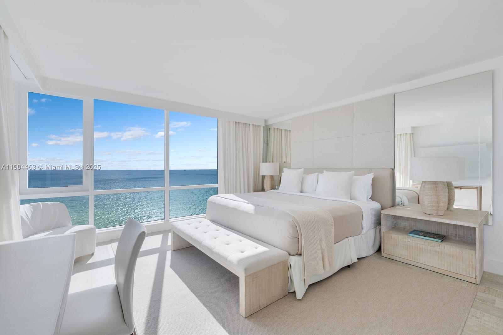 Experience true beachfront living in this rare three-bedroom residence at 1 Hotel & Homes. Perched above the shoreline with sweeping ocean views, this beautifully finished home blends natural tones, floor-to-ceiling glass, and an open living space designed for effortless coastal luxury. The spacious great room flows to a sleek kitchen with Sub-Zero & Bosch appliances, while the primary suite offers serene water views and a spa-style bath. Enjoy world-class amenities including four pools, a private rooftop pool & bar, a 14,000-sq-ft gym, Bamford Spa, valet, and full resort-style services. BEST three-bedroom line in the building, offering the strongest income generating potential of any three-bedroom lines at 1 Hotel. Flexibility of the hotel rental program or third party rental management.