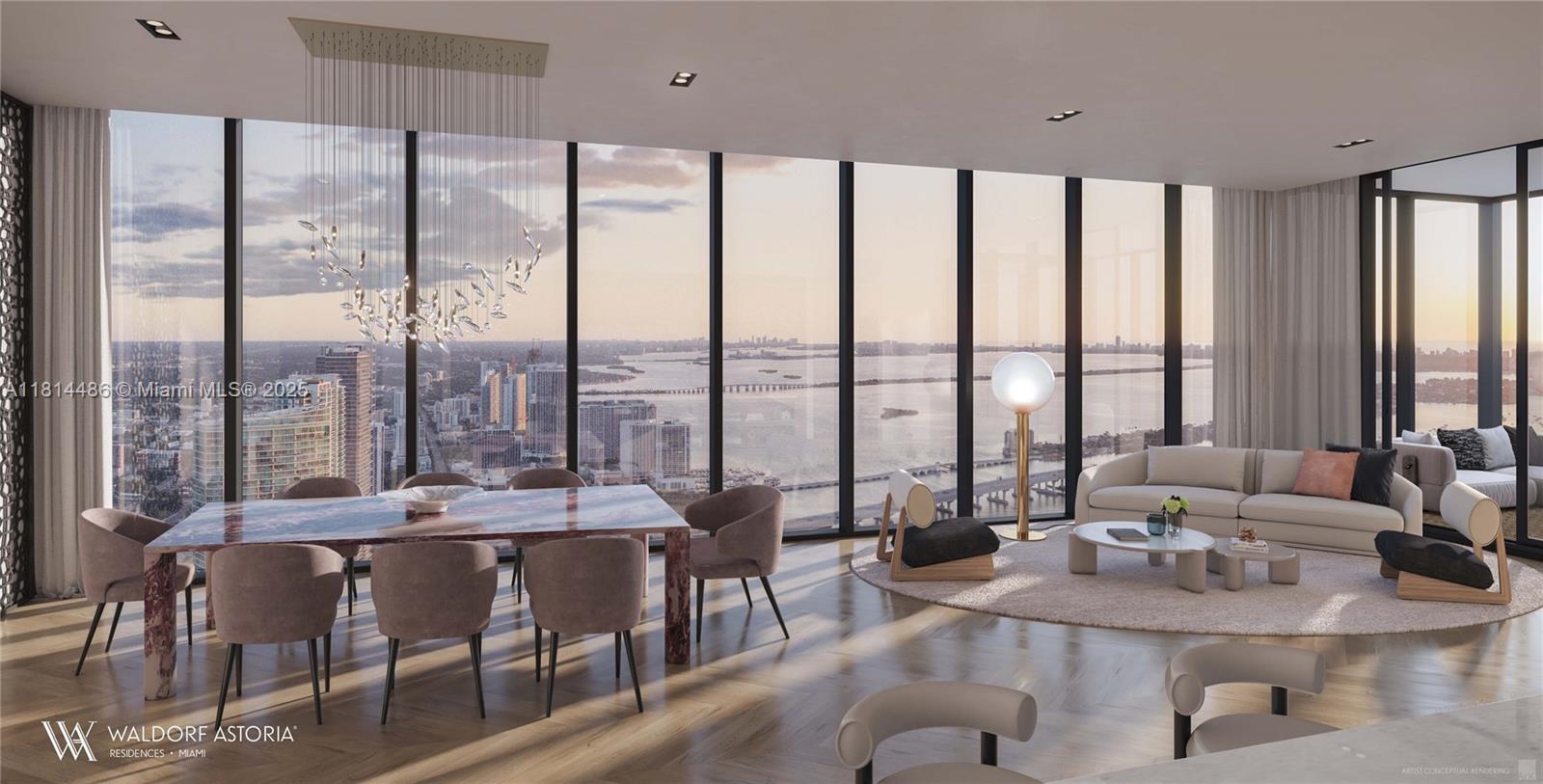 Waldorf Astoria Residences Miami redefines elevated living through the lens of a legendary brand. This exclusive lifestyle experience, 100-story tower—set to become the tallest residential building south of New York City. Conceptually designed, the building is a striking fusion of sculptural form and sophisticated function. W/panoramic views,floor to ceiling impact resistant windows throughout, kitchens w/custom designed cabinetry, Sub-Zero Wolf gas range,sub-Zero refrigerator wine cooler and microwave, integrated dishwasher, smart home technology, master suite w/spacious walk-in wardrobes with dressing room equipped with pull-out drawer and shelves.Built-in top of the line washer and dryer.Enjoy luxurious amenities like leading-edge fitness center w/private training studios and much more.