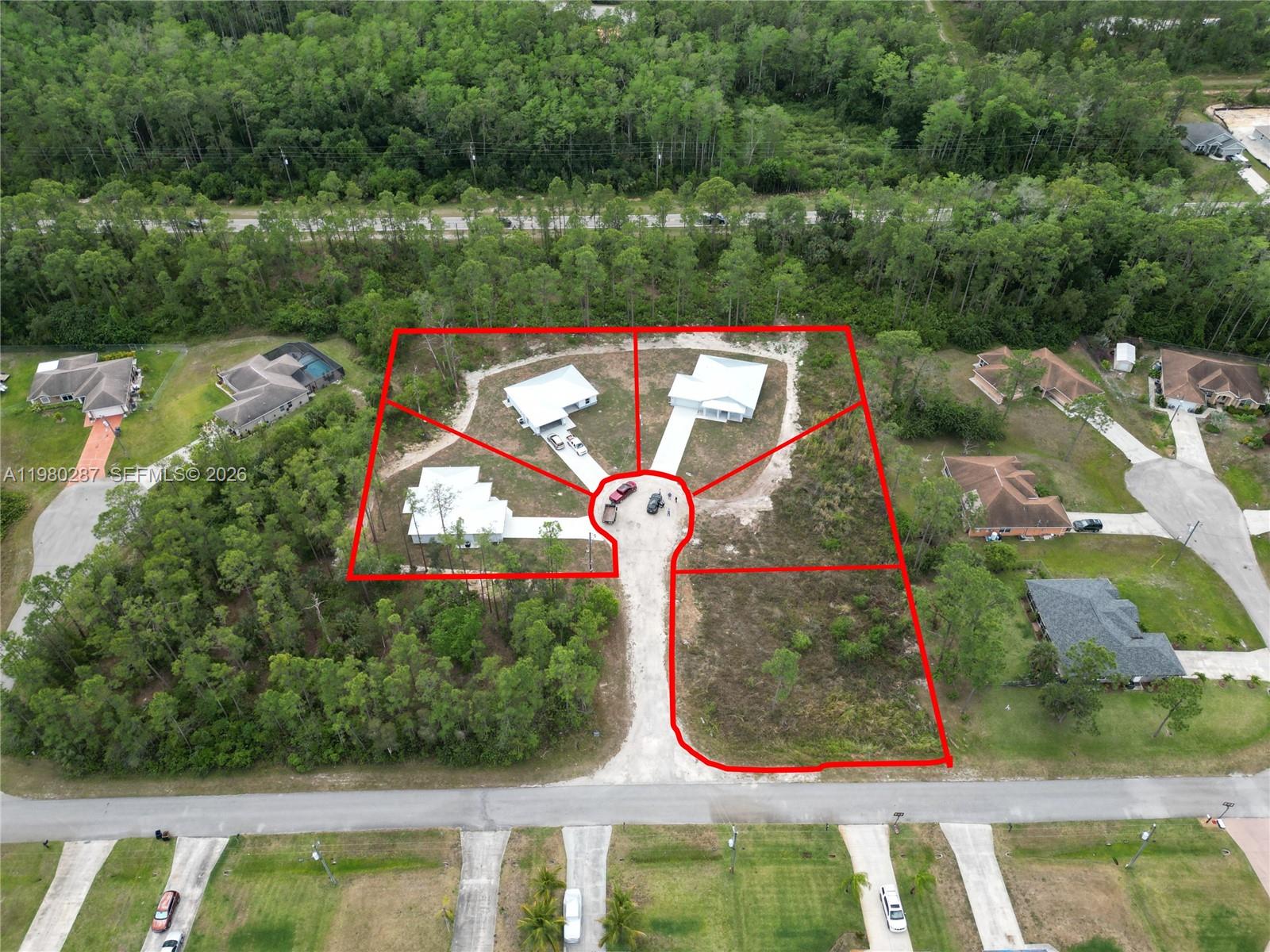 Rare contiguous portfolio opportunity in Lehigh Acres, FL — 3 newly constructed single-family homes (2025) plus 2 vacant residential lots, all on Rosa Ct. Homes feature 3 Bed / 2 Bath layouts with metal roofs, new HVAC, new plumbing, new electrical, and modern higher-end finishes — true zero-deferred-maintenance acquisition. Living areas range from 1,306 to 1,504 SF with attached garages. Lot sizes from 12,763 to 15,974 SF. The two included vacant lots (2007 & 2009 Rosa Ct) offer expansion, future development, or individual resale potential. Ideal for buy-and-hold investors, 1031 exchanges, or portfolio aggregators. Strong single-family rental demand in the area with efficient clustered management on one street. 5 parcels total — will consider individual sales if pricing reflects retail premium.