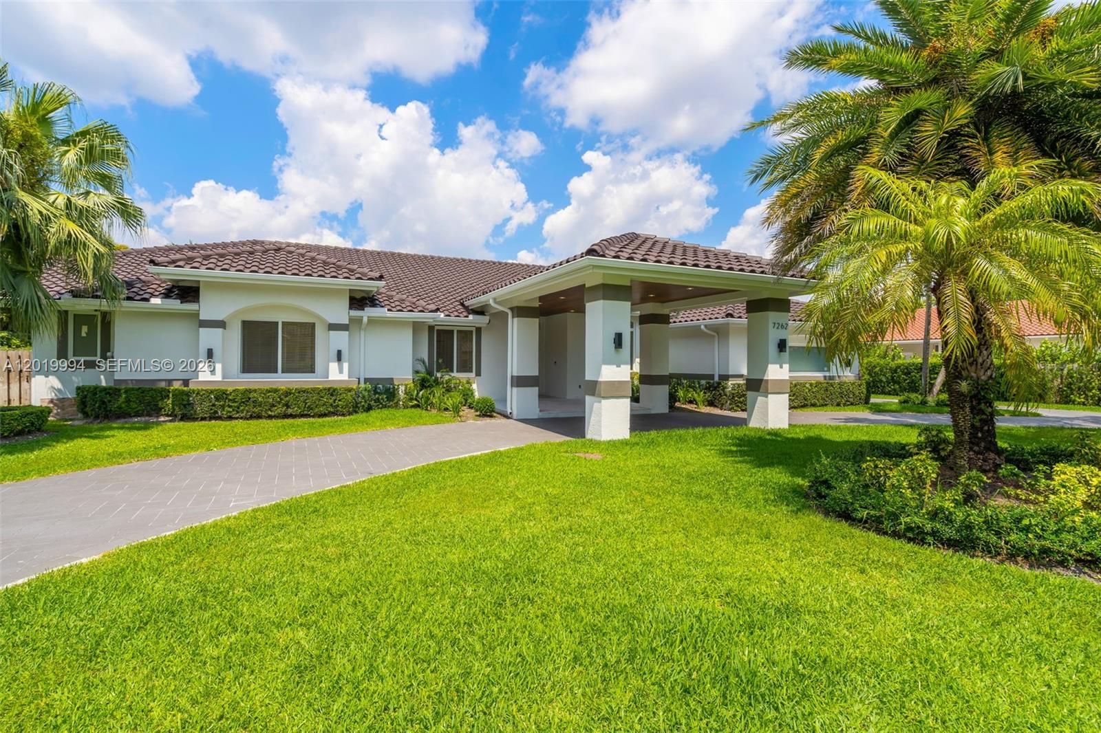 Exceptional fully remodeled single-family residence in the exclusive Poinciana Gardens community of Kendall. This 5-bed, 4-bath home offers 3,167 sq ft of living space, a 2-car garage, and a resort-style outdoor area featuring a new pool, jacuzzi, stone terrace, BBQ/grill area, and refined outdoor living spaces. Renovated inside and out in 2025/2026, the property features premium Brazilian porcelain floors, white quartz countertops, melamine cabinetry, Kohler luxury fixtures, new doors, LED lighting, two brand-new HVAC units, and impact windows and doors by A&M Hurricane Protection. The smart heated pool and jacuzzi can be controlled from a smartphone app. Furniture is included, making this a true turnkey opportunity. Located near excellent schools. Move-in-ready luxury living in one of Kendall’s most desirable residential areas.