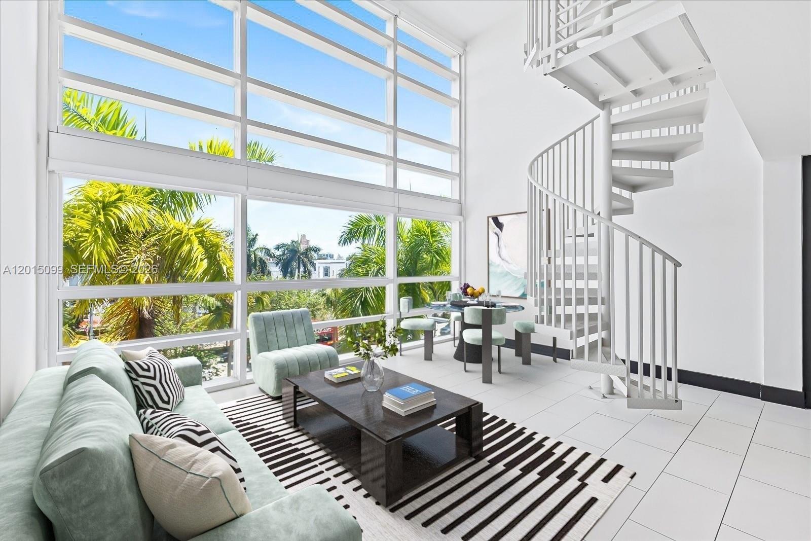 Experience MODERN BEACHSIDE LIVING in your new three-story loft including your own PRIVATE ROOFTOP in the desirable South of Fifth neighborhood in Miami Beach. This contemporary gem offers a spacious layout and abundant natural light thanks to your 18-foot floor to ceiling windows. On the first level you have your sleek kitchen and living area, on the second your bedroom, and on the third your private rooftop with breathtaking 360-degree City and Ocean views. Perfect for Relaxing or Entertaining. This boutique building offers a truly luxury experience—just a few blocks from the beach and some of the best places to wine, dine, see & be seen! Meridian 5 boasts a semi-private pool, enclosed parking, and a state-of-the-art security system. 30 Day + Rentals permitted. LOW HOA FEES NO ASSESSMENT
