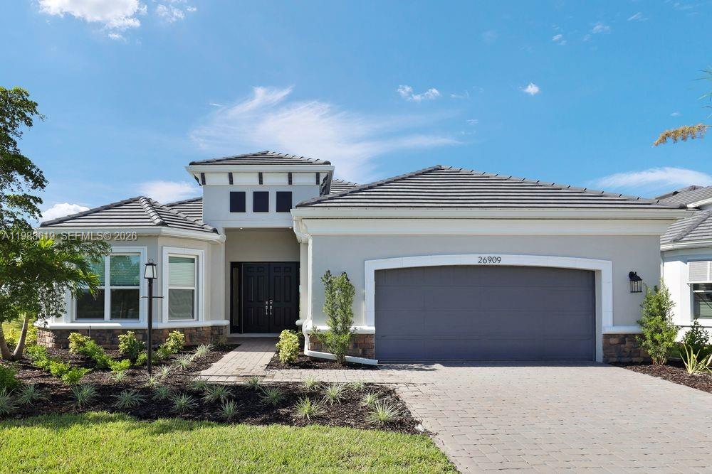 What's Special: Corner Lot | Covered Patio. New Construction - Ready Now! Built by America's Most Trusted Home Builder. Welcome to the Pallazio at 26909 Victoria Place in Esplanade at Starling! Enjoy a spacious open concept home with thoughtfully designed living areas. The great room, kitchen, and dining space flow together for easy entertaining or relaxing. The kitchen includes a large island and step in pantry for simple meal prep. The private primary suite features a bay window, dual sink vanity, large shower, and oversized walk in closet. Two welcoming bedrooms offer comfort for guests, one with an en suite bath and one near a full bath. Pocket sliding glass doors open to a generous lanai, perfect for outdoor living with style and comfort. Additional Highlights Include: 4' garage extension, gourmet kitchen, bay window at primary suite, extended lanai, study. MLS#A11988619
Experience a new level of resort-style living at the gated community of Esplanade at Starling in Punta Gorda! Every day feels like a getaway with incredible amenities, including a resort-style pool, poolside cabanas, and a Bahama bar. Take advantage of concierge services and wellness programs designed to invigorate the mind, body, and spirit. Stay active with a friendly game of tennis, pickleball, or bocce, or unwind at the fitness center, spa, and even the bark park with your furry friend. Esplanade at Starling is where relaxation meets adventure—come discover it today!