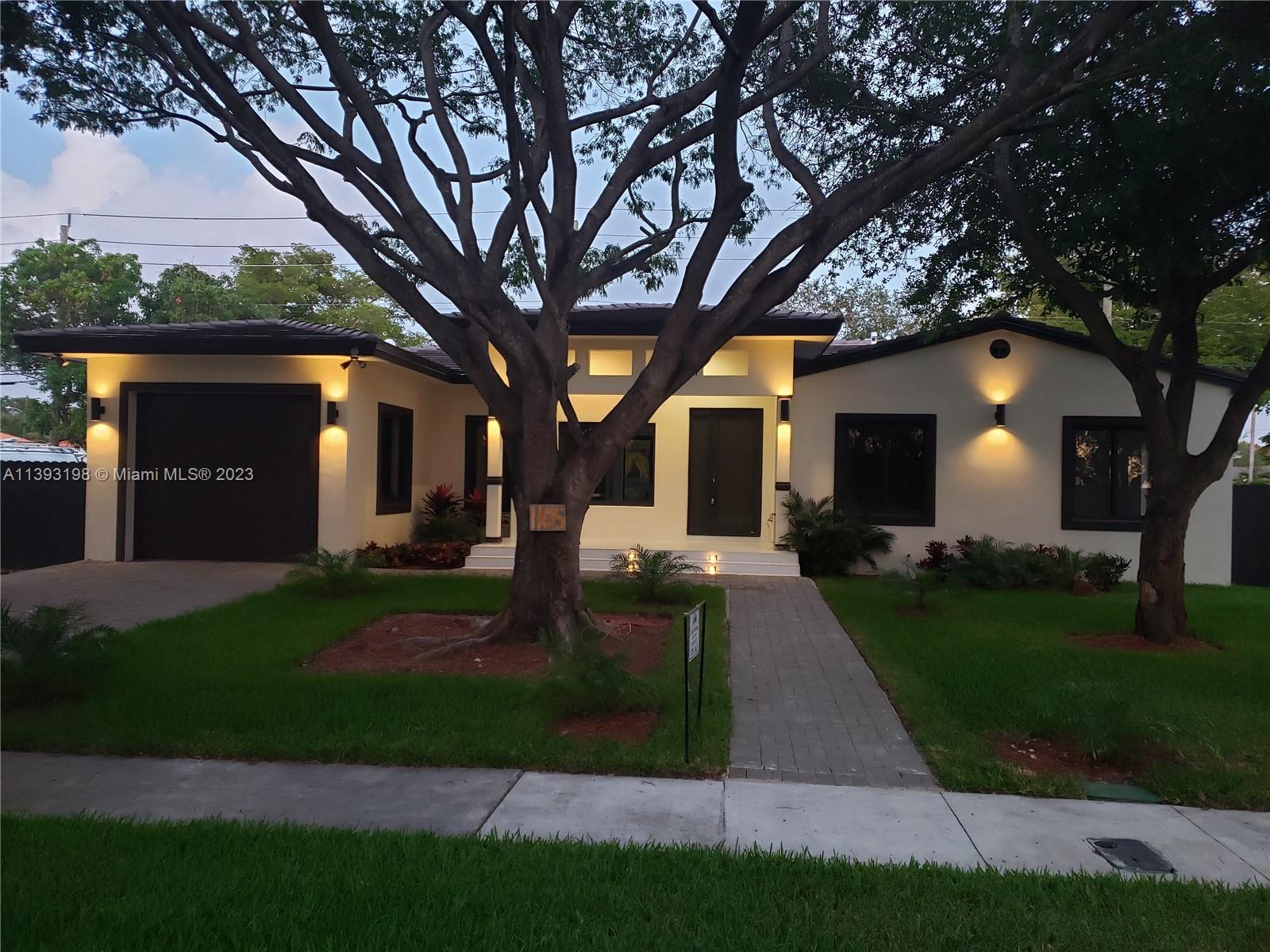 Sought out residential properties in the City of Miami Spring, large-fenced corner lot with canal views on a very pretty street. Completely renovated in 2022 with 9 foot ceilings and bright spaces, open floor plan between kitchen family and dining area. Besides the beautiful huge master suite, it has another suite with its own bathroom for in-laws or teenager kids. Covered BBQ terrace, oversized garage, all impact 8-foot doors and windows, 5 zoned sprinkler system. Black-out shades in all rooms, beautiful-covered entry way. Miami Springs is an upcoming City close to highways and the airport. New Loyola Elementary School a few blocks away.
