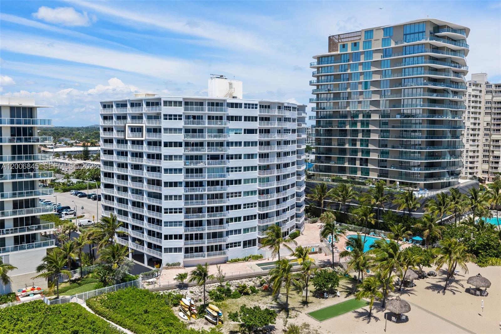 Step into coastal luxury and beachfront living with this 10th-floor residence located in the heart of Pompano Beach. Enjoy unobstructed ocean views from the spacious balcony and living room. This unit has been completely remodeled and is in move-in condition. From the kitchen, Recent AC, and impact windows to keep you safe. This is one of the largest floor plans in the building and offers the convenience of an additional bathroom. Public records reflect the unit as a 1-bedroom, 1.5-bathroom; however, the current layout is configured as a 2-bedroom, 2-bathroom. This community offers a long list of amenities, including a private beach area with tiki umbrellas, kayak and bicycle storage, beachside BBQ area, a heated pool, hammocks, volleyball, and much more. Conveniently located close to restaurants and shops, and just a short walk to the Pompano Beach pier. Check the 3d virtual tour for more details. Must see!