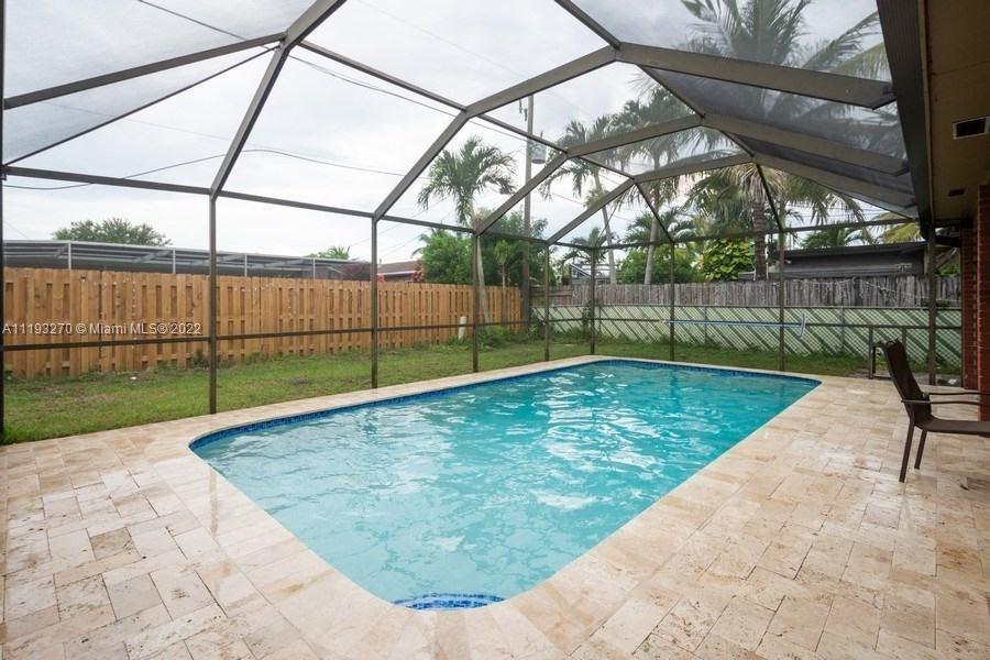 READY FOR NEW FAMILY, so come see this 4bed 2 bath 1700+ sq ft. 2 car garage screened pool home with split floor plan & fenced backyard in Sunrise. In 2019 this property received a new screened in pool enclosure; new Hot Water Heater and seamless Gutters.  In 2018 new Impact Resistant Windows; Doors and Garage Door; new Shingle Roof; new Wood fence; new Travertine Patio and Diamondbrite Pool Finish and appliances.  In 2014 new Central A/C. Interior needs some TLC and updating. No HOA!!!!!