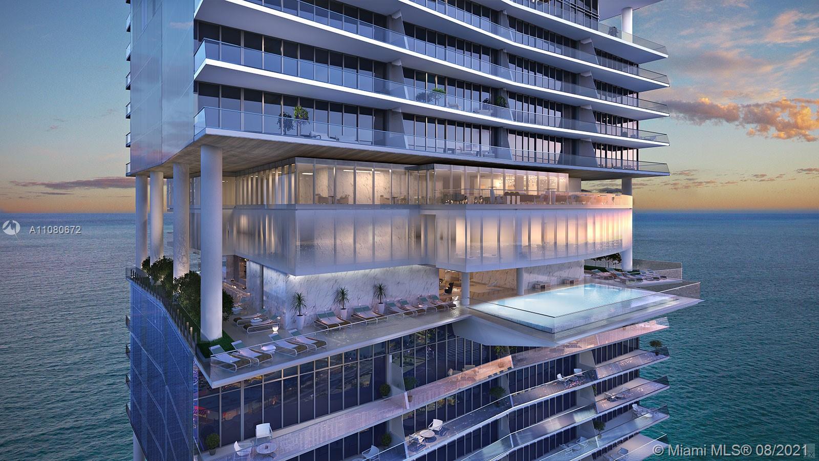 Turnberry Ocean Club ultra luxury ocean front condo of 54 floors . Contemporary, glass tower featuring 154 units. Club offers 6 floors over 70,000 sf private over the top amenities of 100MIL "Sky Club". Sunset leisure lounge and recreationally room of indoor outdoor bars flow through waterfront condo residents with direct spectacular Ocean and Bay views. Infinity pool offering poolside services and stunning Ocean view. Exclusive Beach amenities. Pool bar and restaurant, coffee bar. Two wellness spas. Indoor/outdoor private dining room, Chef catering kitchen. One of few units 11' ceiling high, 4,485 sf total area only $1,100 per sf. Feels like a house on the Beach. Finished, furnished, moving ready. Best deal. No Developer fees. Bring offers.
