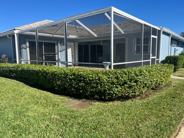 THE LAKES AT ST. LUCIE WEST! 2-bedroom 2 bath patio home with large, screened patio area. Open floorplan with split bedrooms each with access to the large screened patio area. Accordian shutters, full size washer/dryer, vaulted ceilings, skylights, stainless steel appliances are just a few of the attributes of this well-built home. Plumbing replaced already! Maintenance fee includes lawncare, basic cable TV, internet, exterior and roof maintenance, manager, Bldg. Insurance and more. Community offers pool, tennis, pickleball, sidewalks, streetlights and a close proximity to I-95.