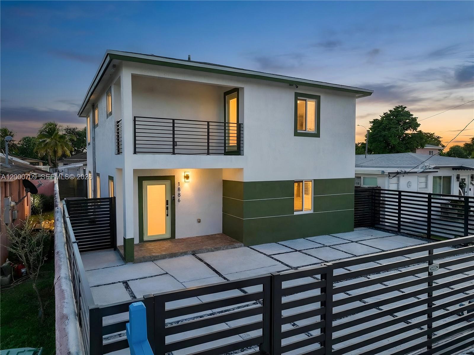 Stunning new construction single-family home featuring 4 bedrooms and 3 full bathrooms. This thoughtfully
designed residence offers a spacious open layout with ceramic tile throughout and a modern kitchen equipped with an island, ample cabinetry, and new stainless steel appliances. The first floor includes one bedroom and a full bath, perfect for guests or multigenerational living. Upstairs, the primary suite features a large walk-in closet, a luxurious en-suite bathroom with dual sinks, a private balcony, and a conveniently located laundry room. Enjoy outdoor living with a beautiful pergola and a backyard offering plenty of space to build a pool. The property is fully enclosed with a premium modern fence and two electric gates (installed in 2023), and also includes an electric car charging station and a full security camera system for added convenience and safety. A gated driveway accommodates up to 4 vehicles. Ideally located near the beaches, Wynwood, Brickell, Downtown, and the airport. Don’t miss the immersive 3D tour. May the Force be with you!