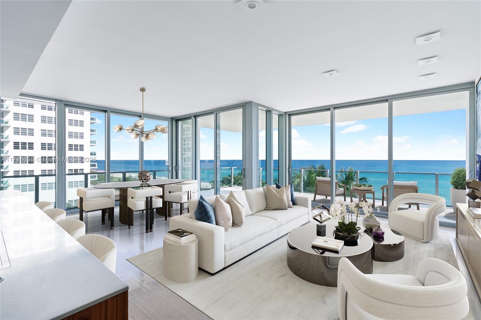 Beautiful corner half-floor residence at L'Atelier Boutique Building with only 25 residences in Miami Beach. L'Atelier common areas were designed and furnished by Holly Hunt. Enter through your private foyer to a flow thru residence with 3 bedrooms - 3.5 bathrooms and 10' ft ceilings. Enjoy Direct Ocean views and 2 expansive balconies with over 1,300 sq. ft. to entertain. Floor to ceiling windows, Italian kitchen by Poliform with Gaggenau appliances. L'Atelier offers 24hr valet, pool & beach attendant, oceanfront infinity pool, afternoon lap pool, cabanas, bar, hammock garden, spa with sauna & hammam and double height state-of-the-art gym. Terrace floor is finished, not shown in photos.