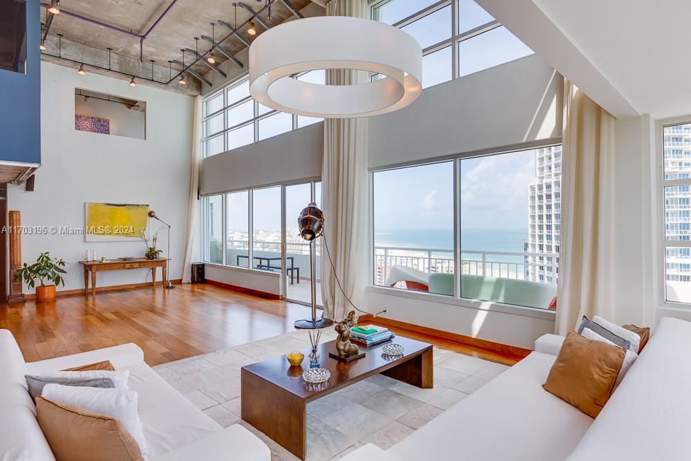 Beautiful Penthouse in the desirable South of Fifth with 270 degree views. A real loft facing the ocean with African Teak Wood floors, 4 bedrooms, 3.5 bathrooms, tv room, plenty of closet spaces. Two stories with a balcony in 3 of the bedrooms, high impact windows/doors, the kitchen is by Mia Cuccina, and bar with a wine cooler. The unit has a tenant until April 2025.
